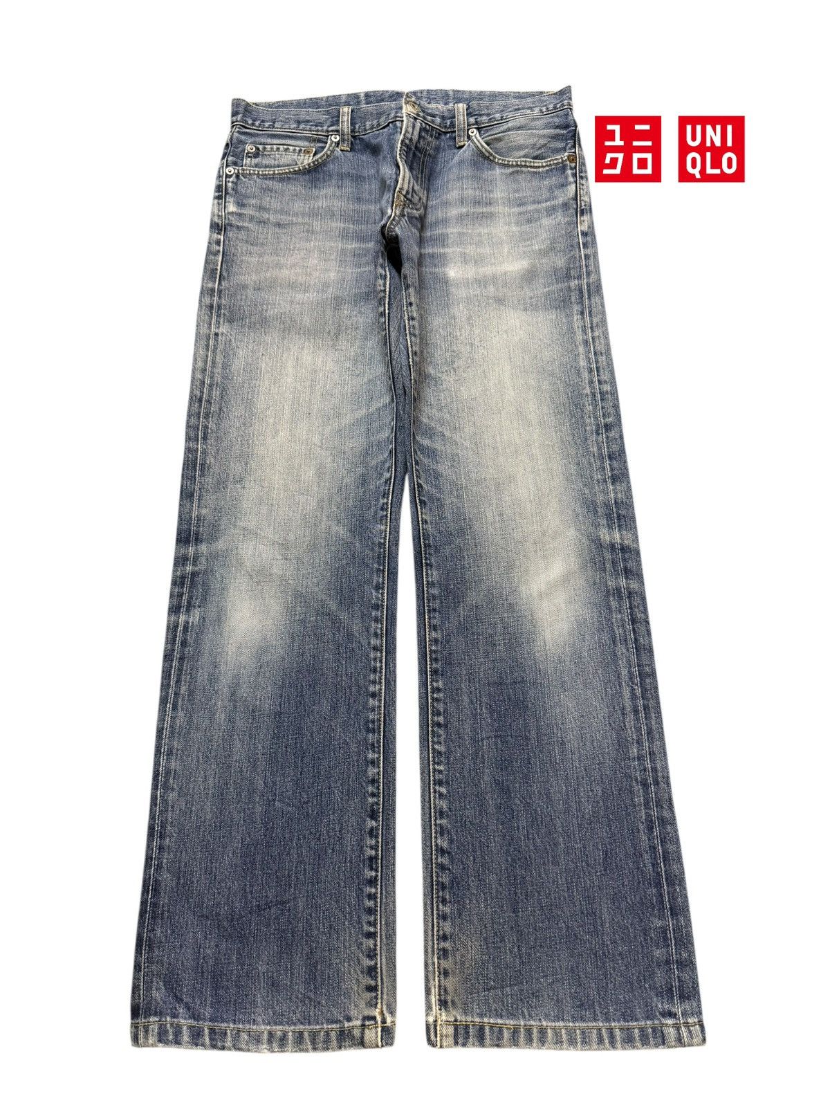 Uniqlo Vintage Y2K Japanese Uniqlo Blue Faded Wash Straight Leg Size US 31 - 1 Thumbnail