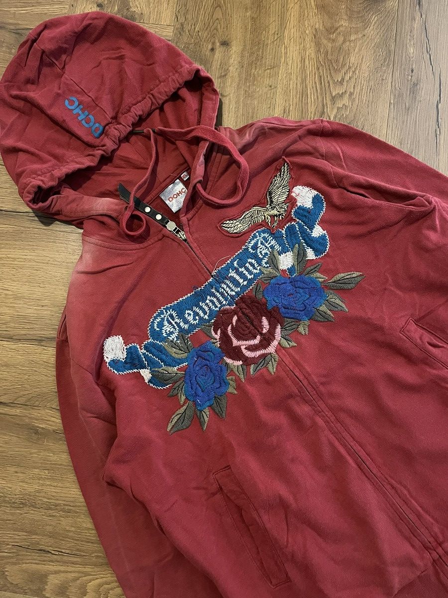 Vivienne Westwood Red Embroidered Zip Hoodie – Y2K Gothic Rose Graphic Size US XL / EU 56 / 4 - 6 Thumbnail