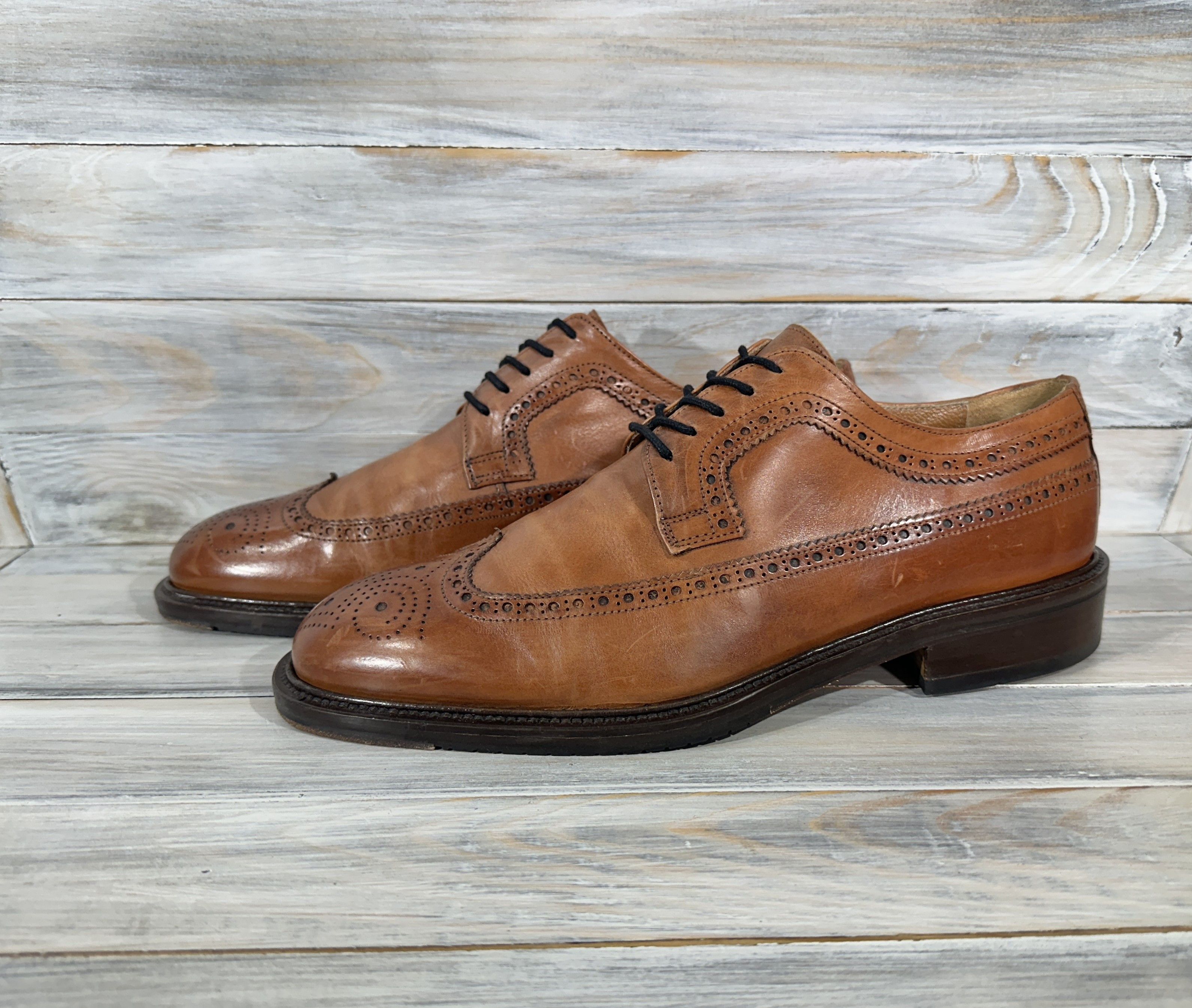 Leather Mario Bruni Brogue Men's Leather Shoes Made In Italy Luxury Size US 8 / EU 41 - 5 Thumbnail