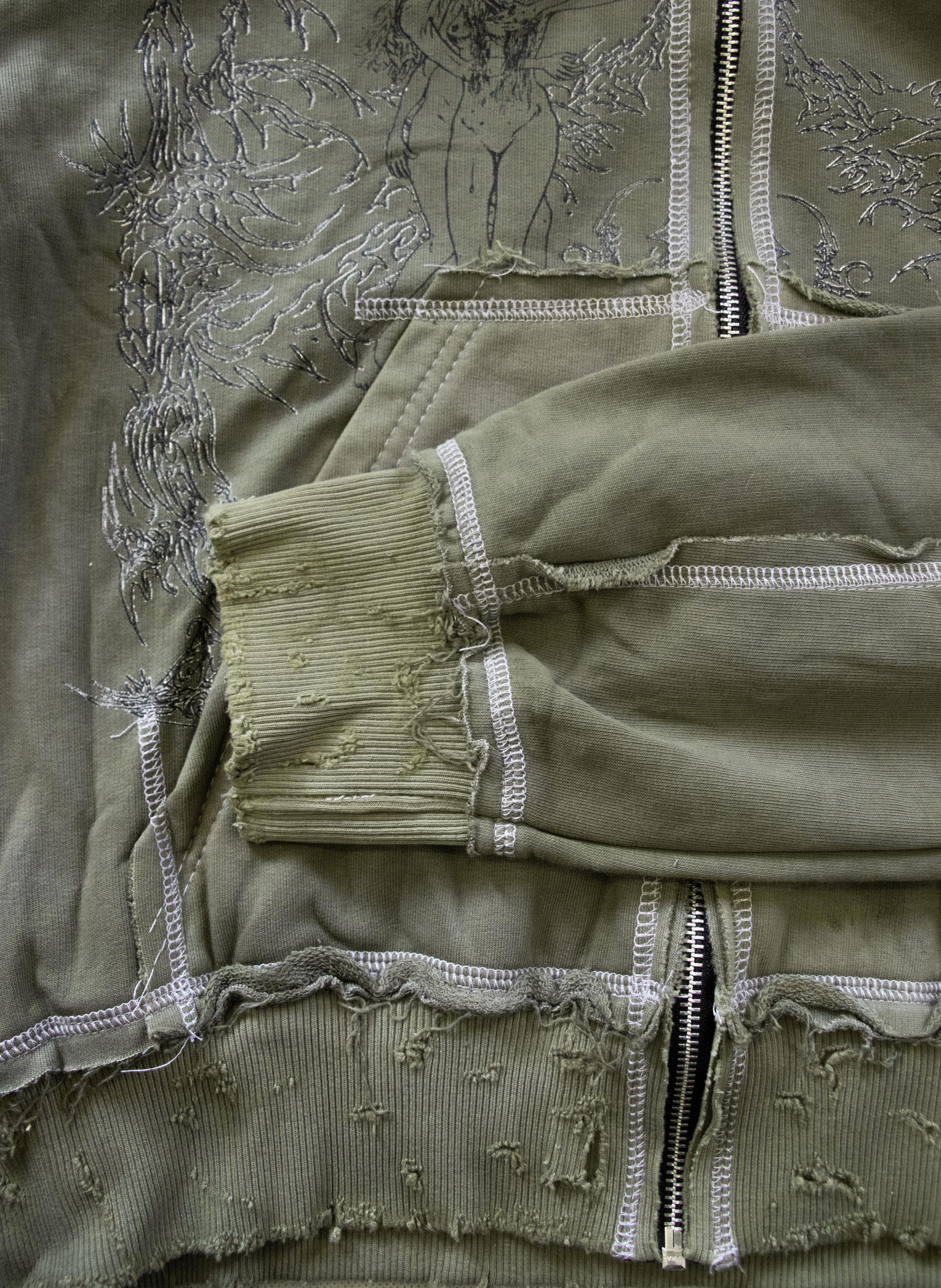 Japanese Brand oedema "nymph" white distressed hoodie Size US XL / EU 56 / 4 - 9 Thumbnail