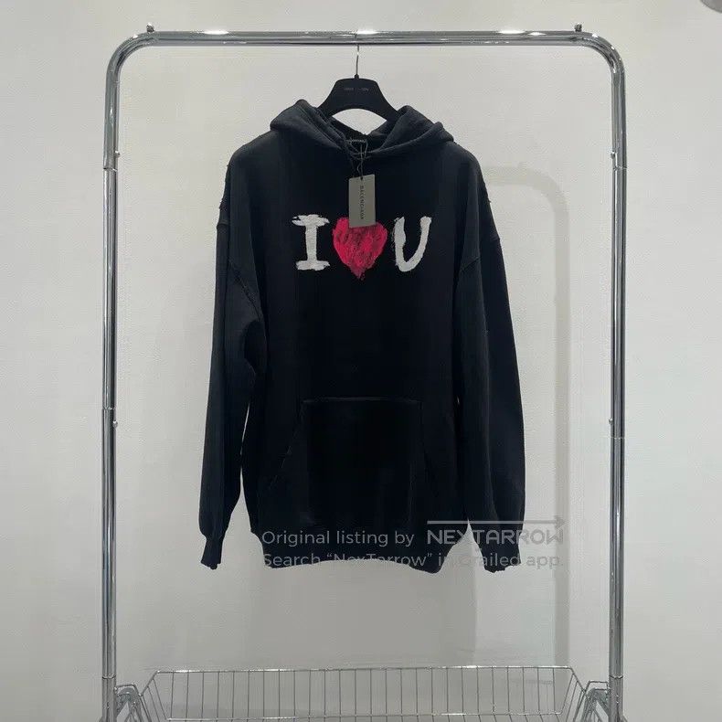 Balenciaga Balenciaga Letter love black destroyed hoodie Size US M / EU 48-50 / 2 - 1 Thumbnail