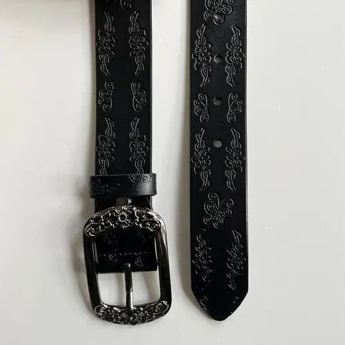VIBE vintage style american western floral design black belt Size ONE SIZE - 6 Thumbnail