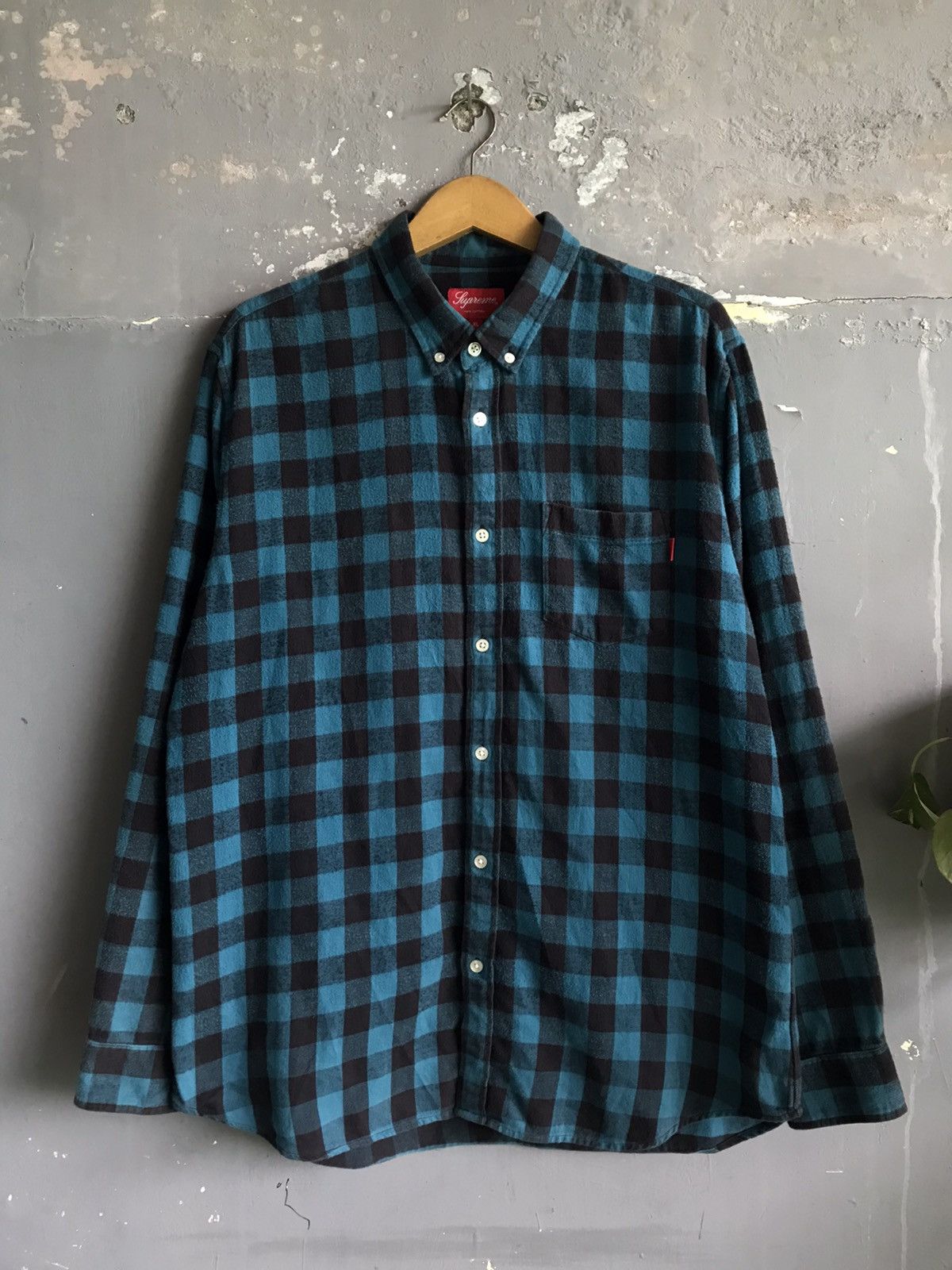 image of Supreme Flannel Small Buffalo Ss16 in Blue Plaid, Men's (Size XL)