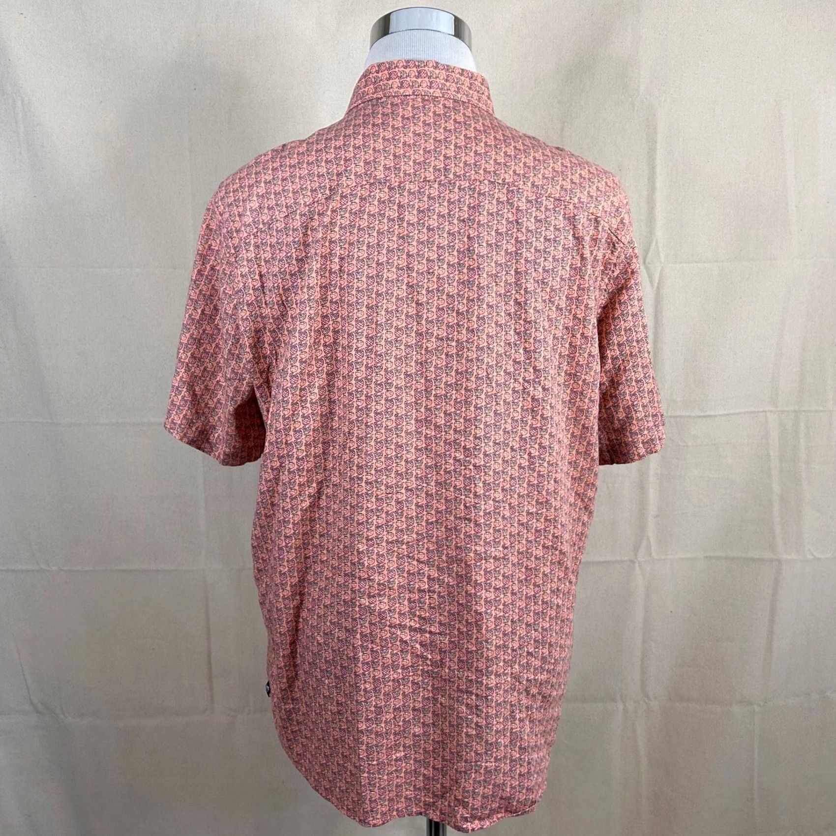 Southern Tide Southern Tide Mens Large Shirt Orange Pineapple Tropical Drinks Linen Blend Size US L / EU 52-54 / 3 - 4 Thumbnail