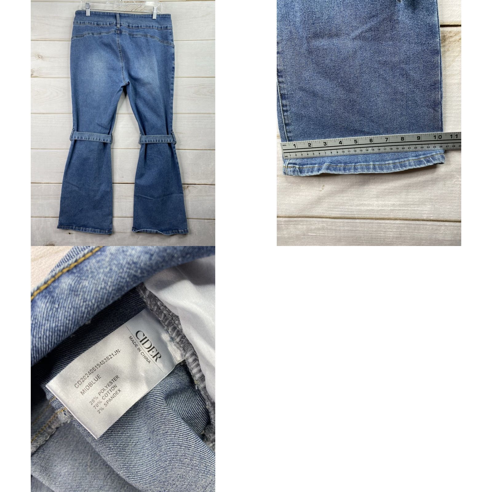 Cider Cider Jeans Womens XL Flare Knee Straps Stretch Denim Grunge Hipster Hippie Y2K Size 26" / US 2 / IT 38 - 8 Thumbnail
