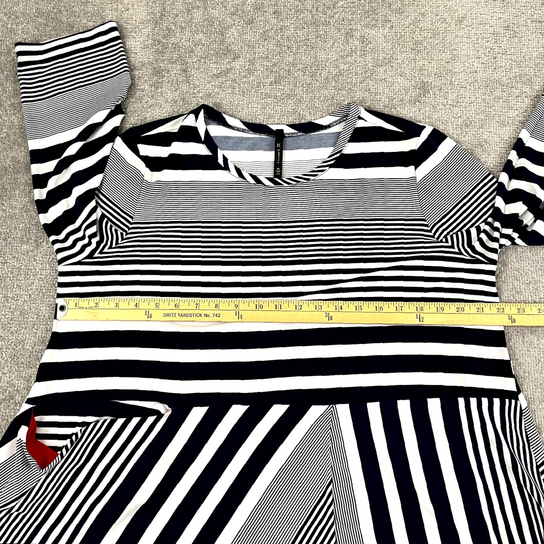 Vintage VINTAGE IC by CONNIE K Top Womens XL Blue White Striped Geometric Stretch Blouse Pocket Size XL / US 12-14 / IT 48-50 - 4 Thumbnail