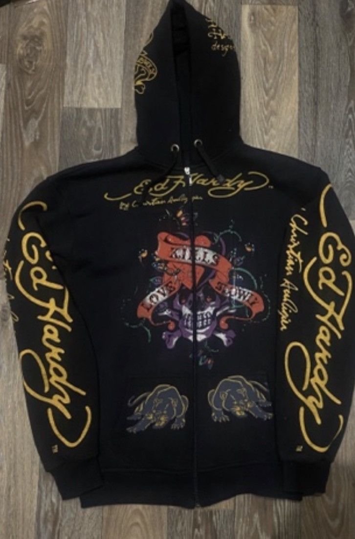 Ed Hardy Full Zip Hoodie Slowly Ed Hardy Zip Up Hoodie