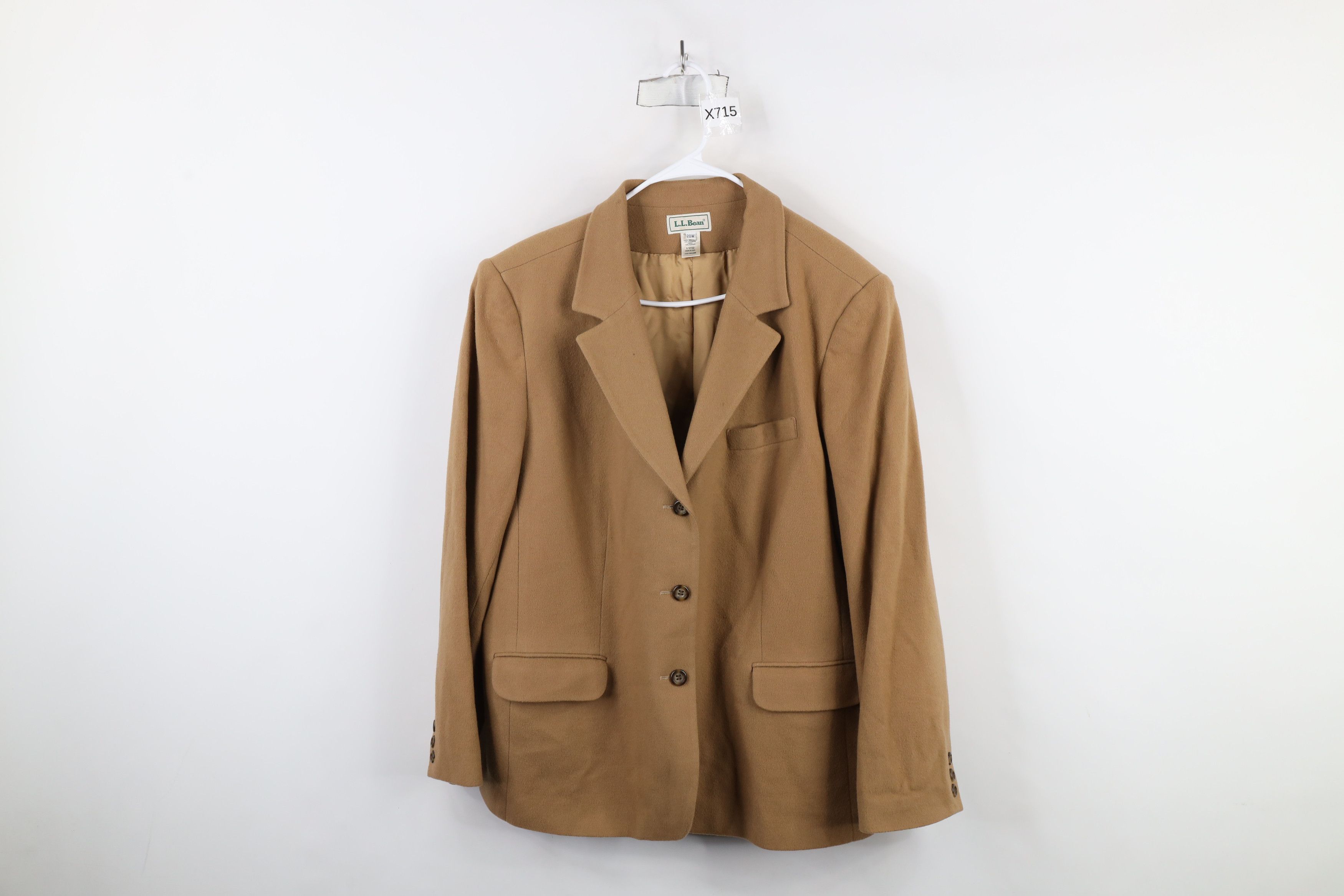 L.L. Bean × Vintage Vintage 90s LL Bean 3 Button Blazer Jacket Beige Tan Size 3XL / US 20-22 - 1 Thumbnail