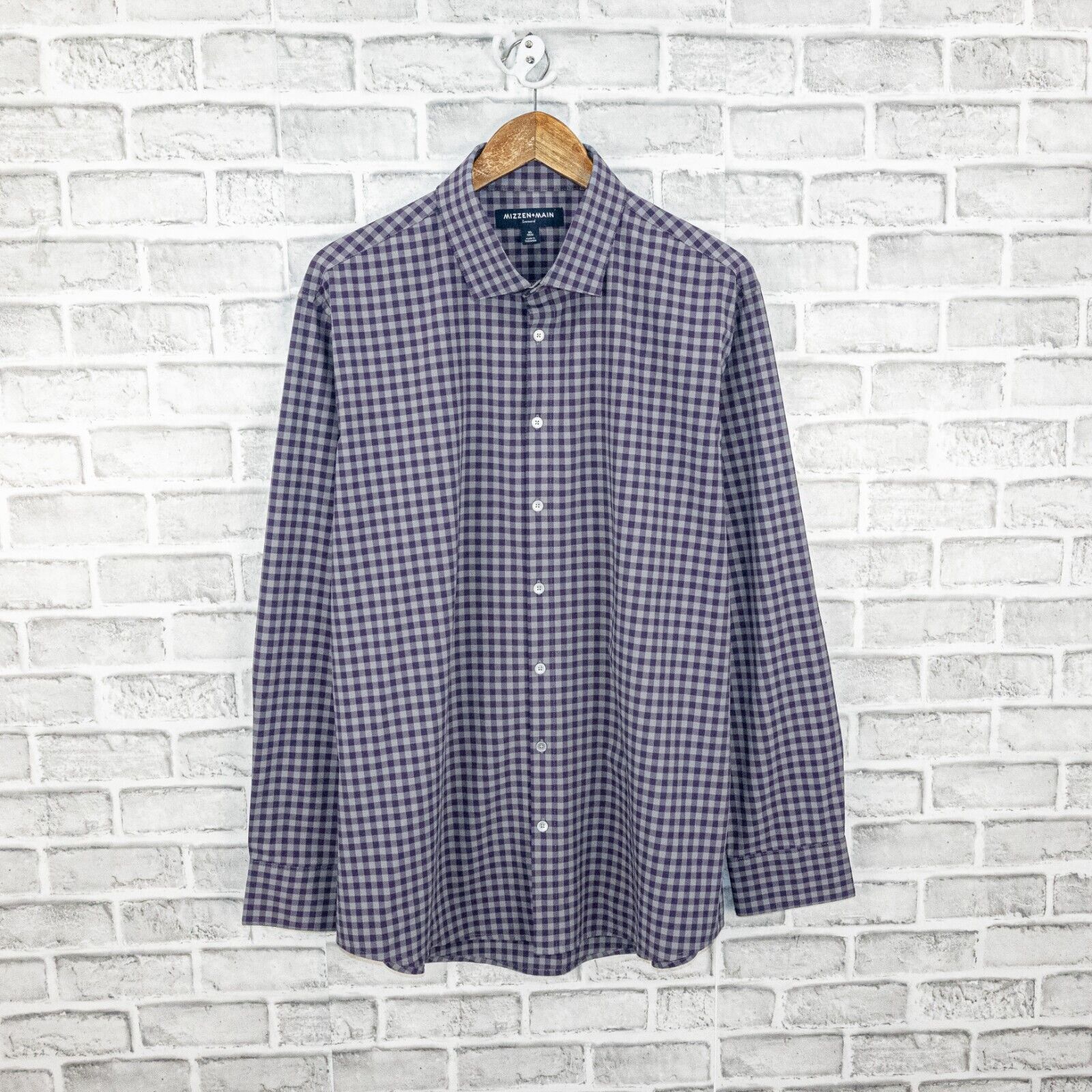 Mizzen+Main MIZZEN + MAIN Trim Fit Button up Shirt in Purple Gingham Size US XL / EU 56 / 4 - 1 Thumbnail