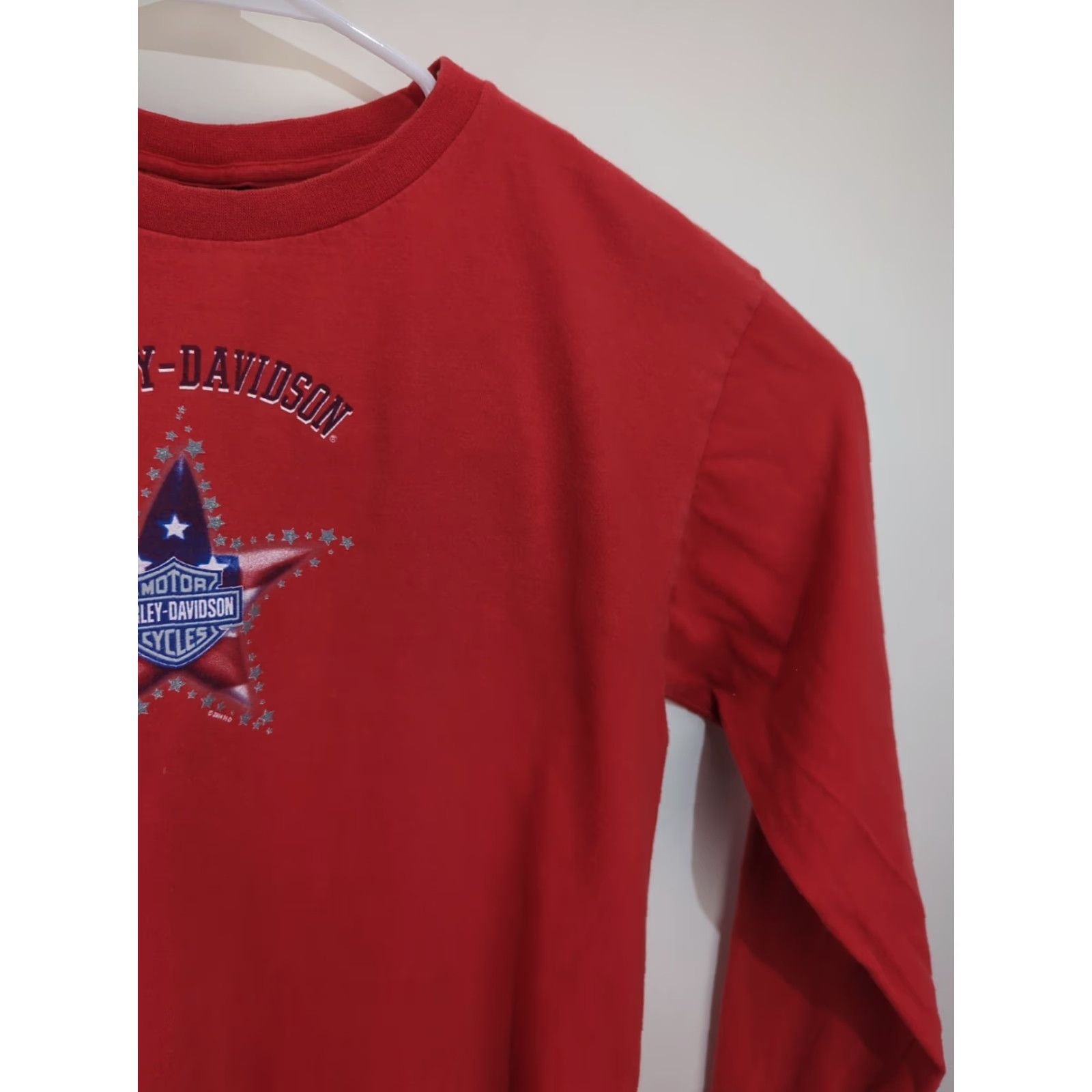 Harley Davidson Harley-Davidson Shirt Womens XL Red Long Sleeve Motorcycle Flag Stars Michigan Size XL / US 12-14 / IT 48-50 - 7 Thumbnail