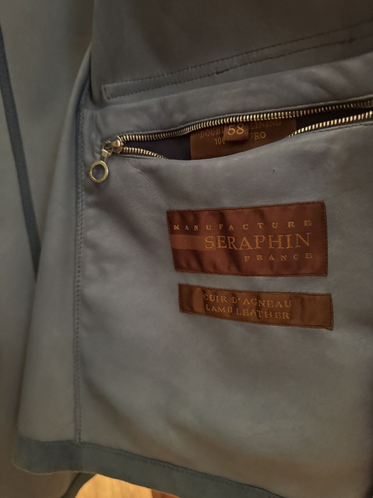 SERAPHIN Seraphin Blue Suede Zip Utility Jacket Made in France Size US XL / EU 56 / 4 - 7 Thumbnail