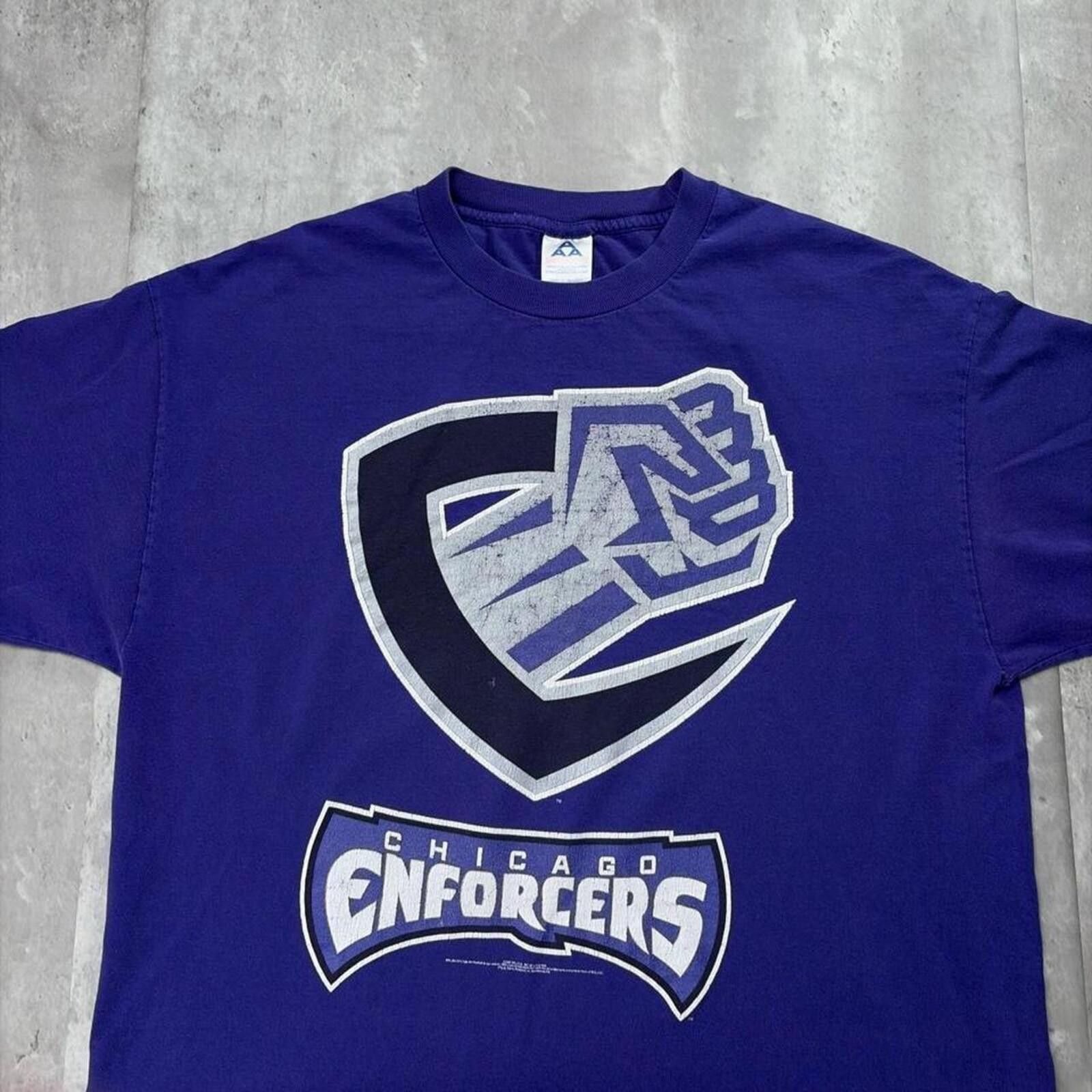 AAA Vintage XFL Chicago Enforcers Defunct Football T-Shirt Size US XL / EU 56 / 4 - 4 Thumbnail