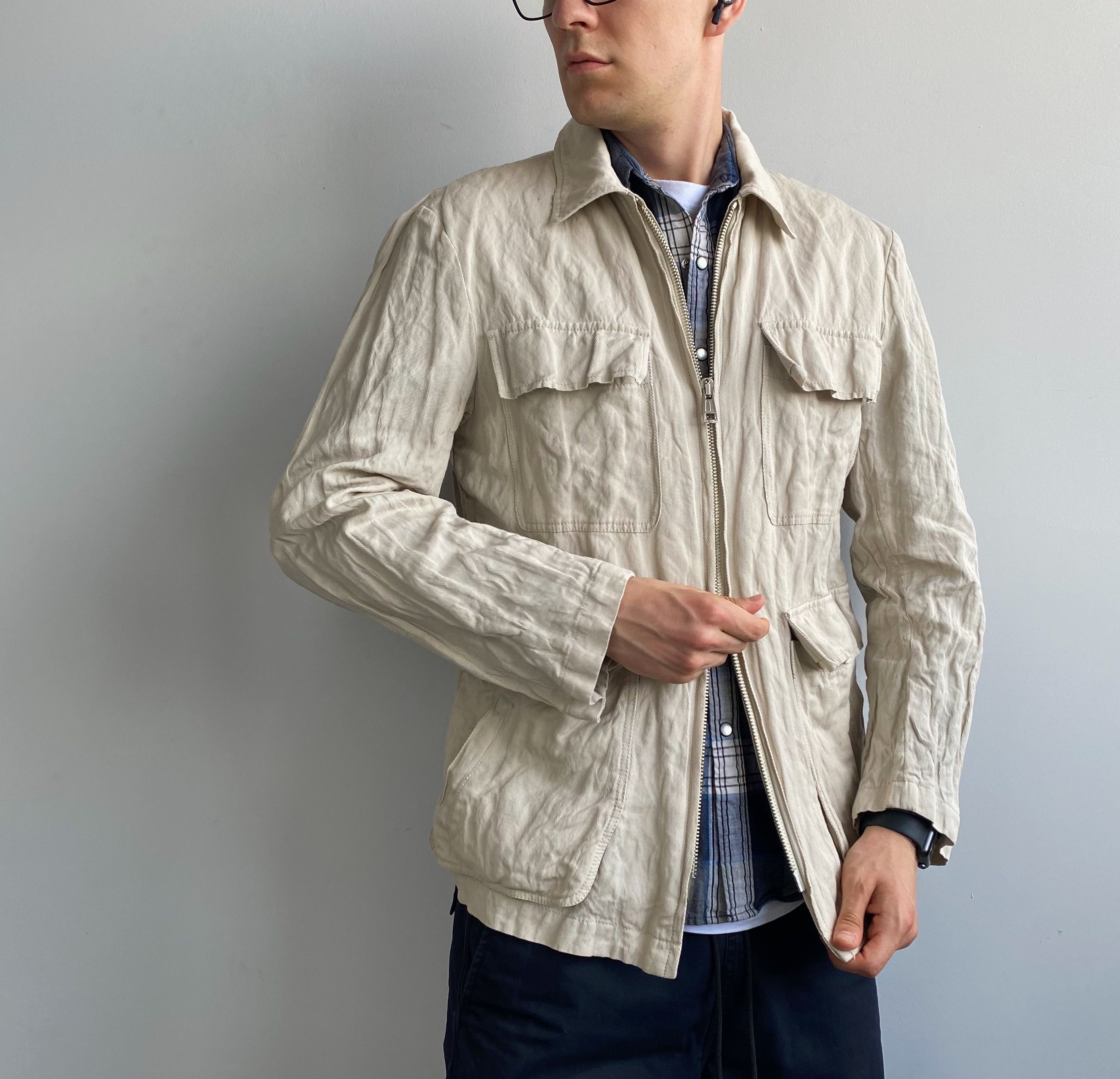 Ann Demeulemeester Ann Demeulemeester Beige Cargo Double Zip Jacket Size US XL / EU 56 / 4 - 1 Thumbnail