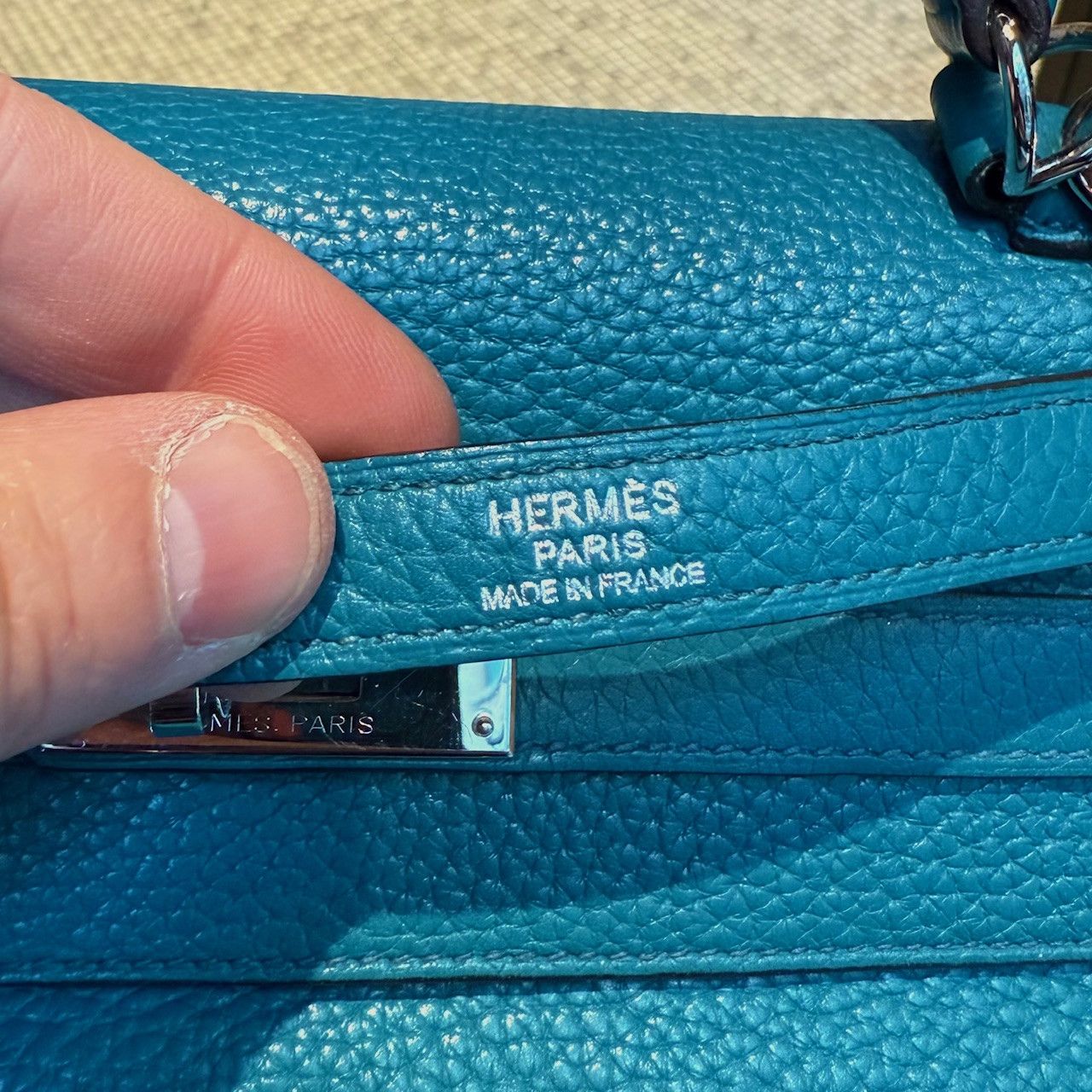 Hermes Hermès 2013 Bleu Izmir Clemence Leather Kelly 35 Bag Size ONE SIZE - 23 Thumbnail