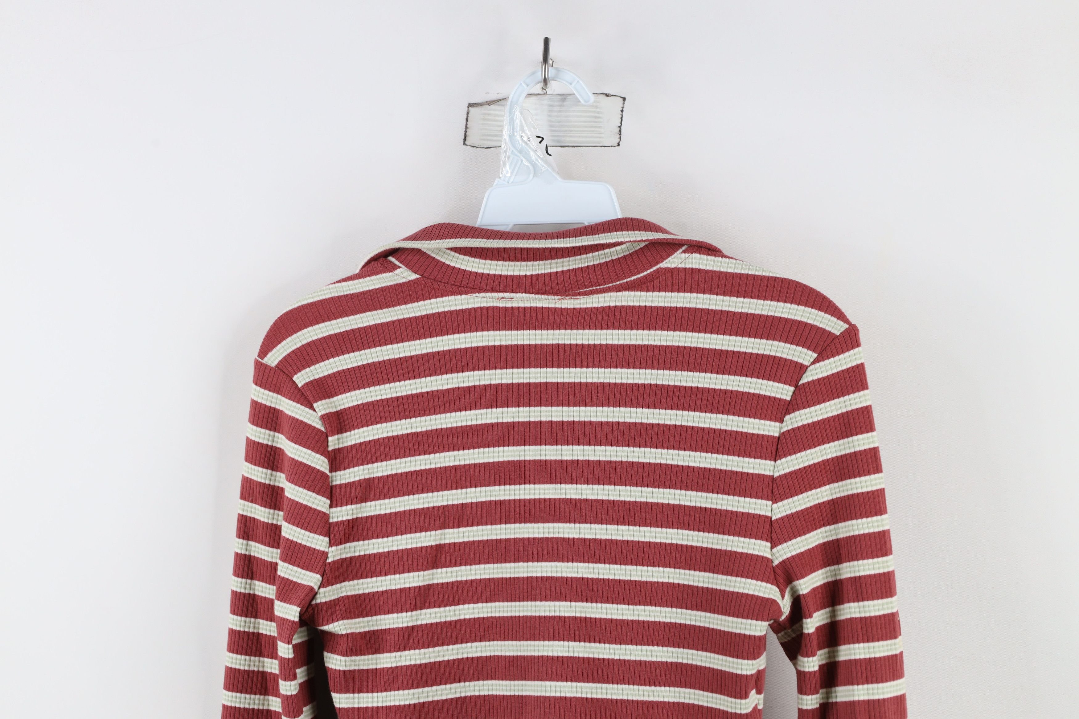 Vintage Vintage Y2K Babydoll Ribbed Knit Polo Shirt Striped USA Size L / US 10 / IT 46 - 10 Thumbnail