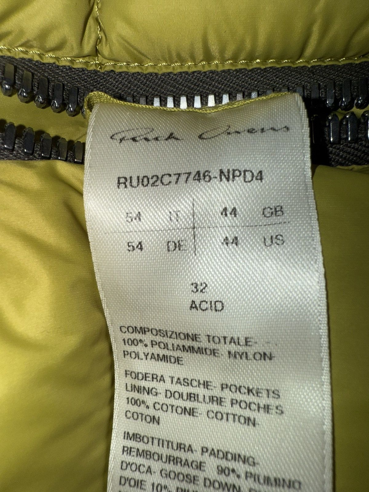 Rick Owens Rick Owens Acid Green Sealed Puffer Vest Size US L / EU 52-54 / 3 - 8 Thumbnail
