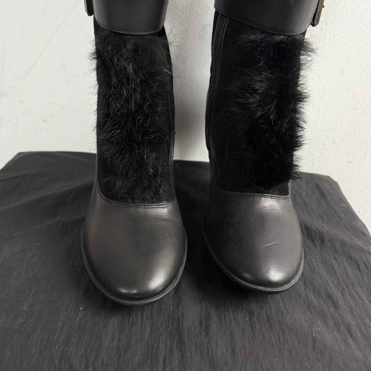 DKNY DKNY Knee High Leather Boots With Heels Rabbit Fur Straps Size US 8 / IT 38 - 7 Thumbnail