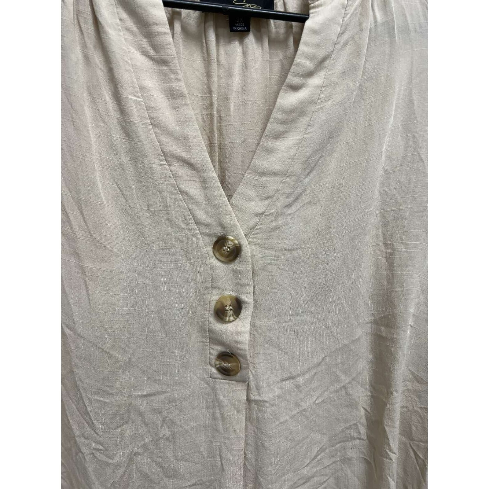 & Other Stories Suzanne Betro Cream Button Blouse Long Sleeve 3X A001445 Size 3XL / US 20-22 - 4 Thumbnail