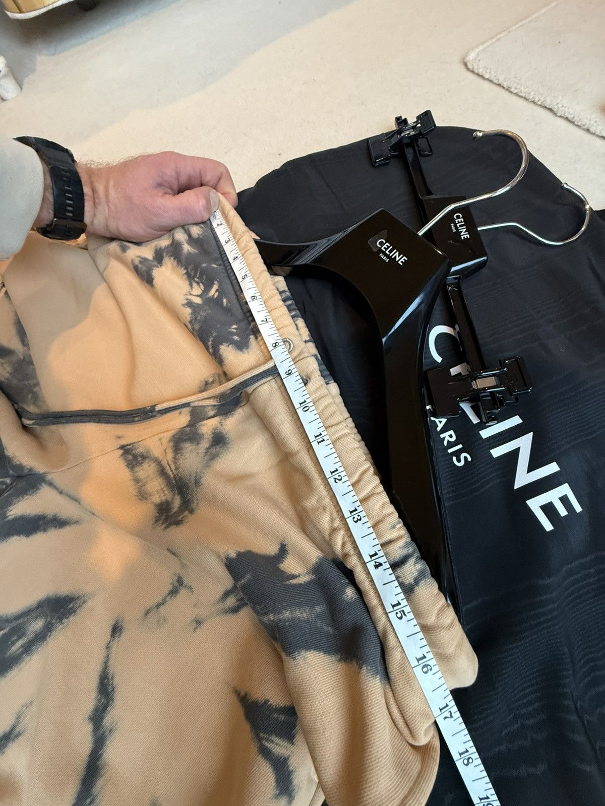 Celine $850 SS23 Celine tie dye shorts black logo Hedi Slimane S Size US 32 / EU 48 - 6 Thumbnail