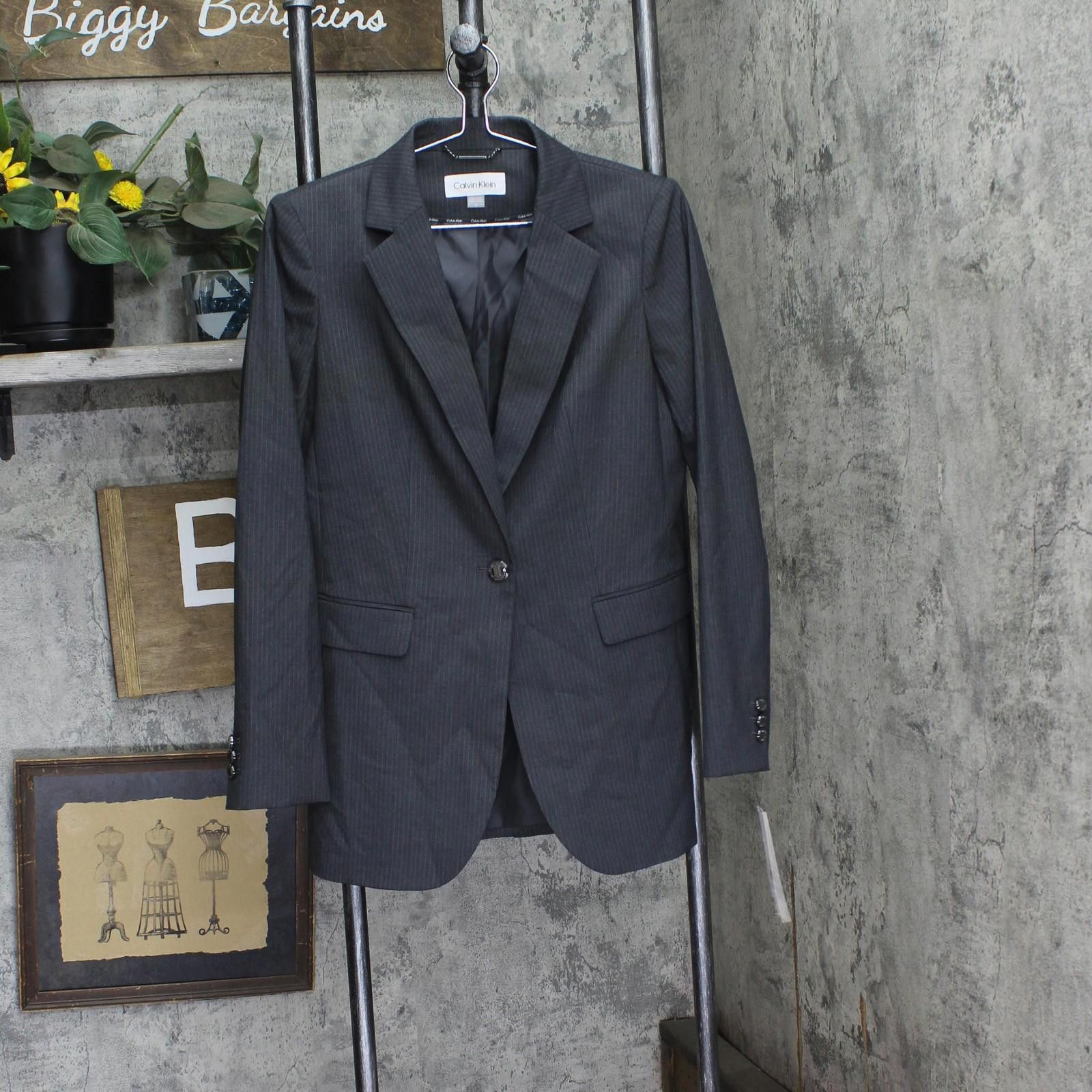 Calvin Klein Nwt Calvin Klein Blazer Suit Jacket Charcoal Gray / Cream 6 Size ONE SIZE - 1 Thumbnail