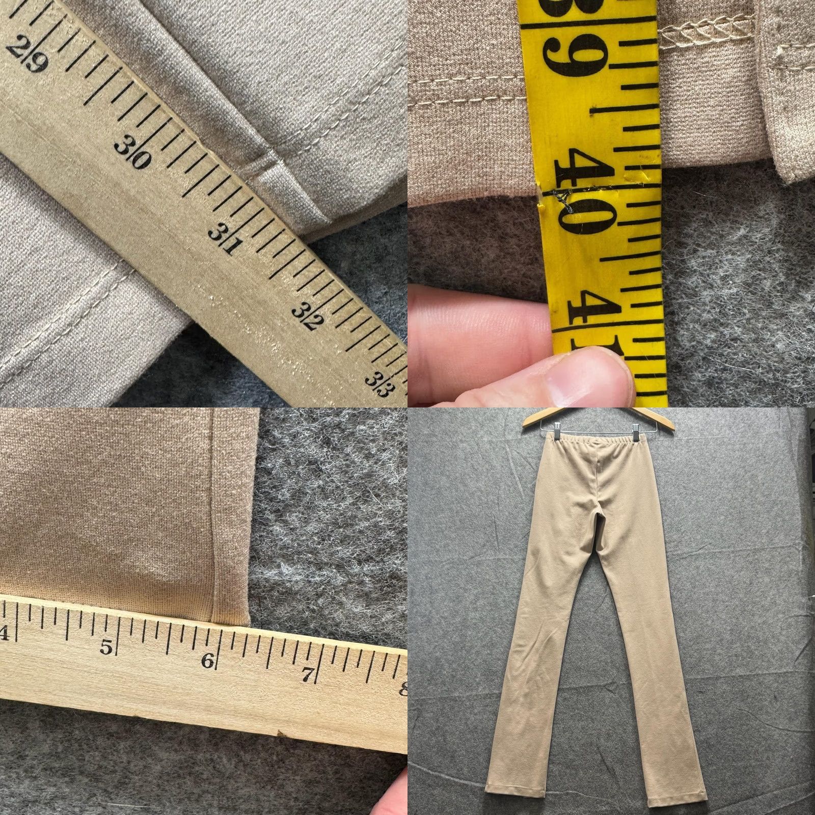 Vintage Sablyn Pants Womens Small Beige Knit Straight Leg Sweatpants Lounge with Elastic Waist Slit Hem Size 28" / US 6 / IT 42 - 8 Thumbnail