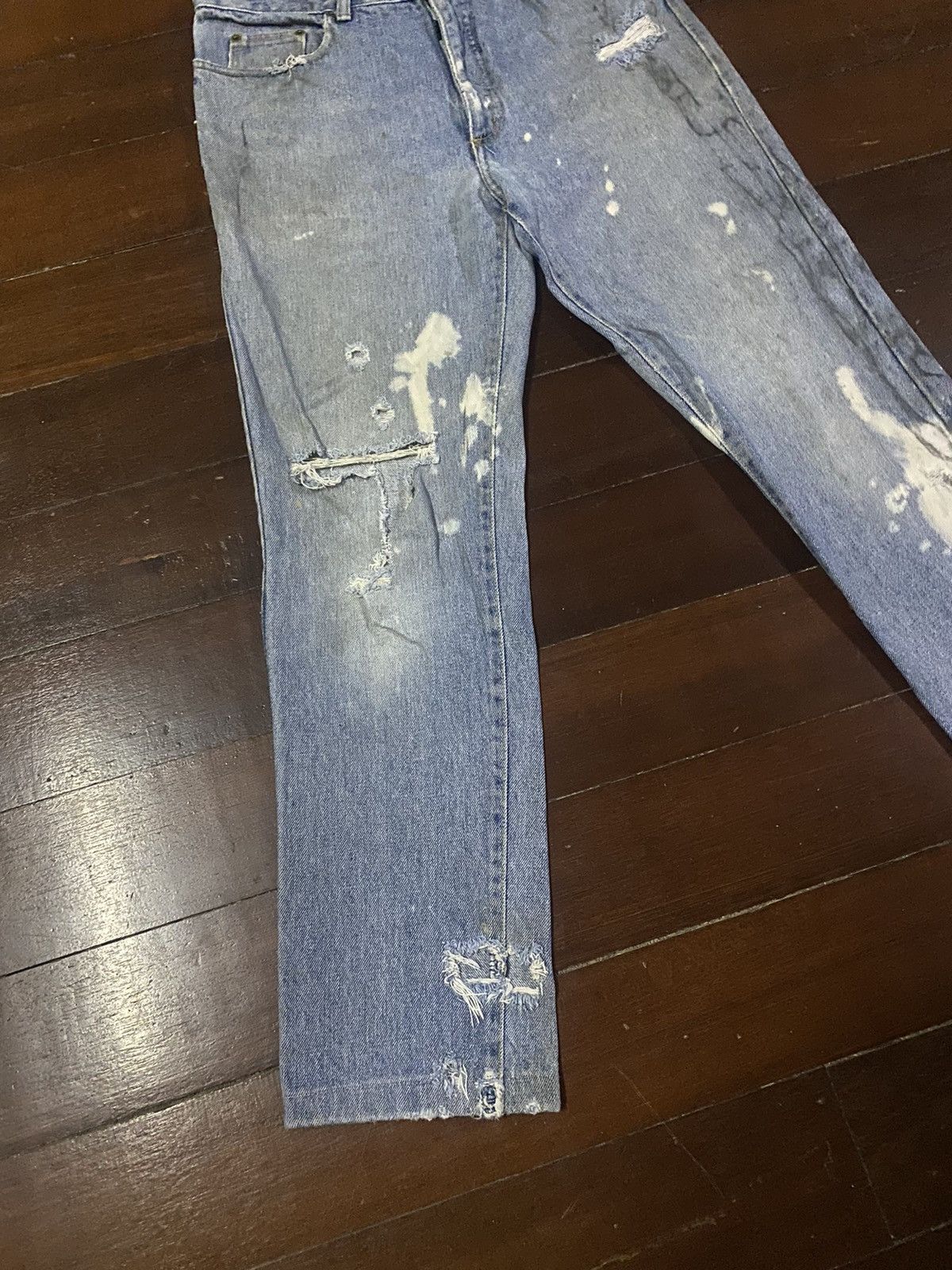 Guess × Polo Ralph Lauren × Vintage Fire 🔥 vintage 90s GUESS MADE IN USA distressed jeans S1 Size US 35 - 5 Thumbnail