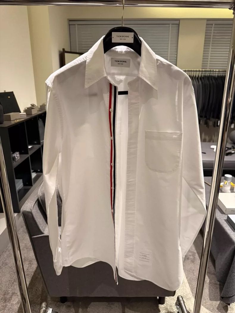 Thom Browne Thom Browne size4 Classic three-color shirt with front plac Size US XL / EU 56 / 4 - 1 Thumbnail