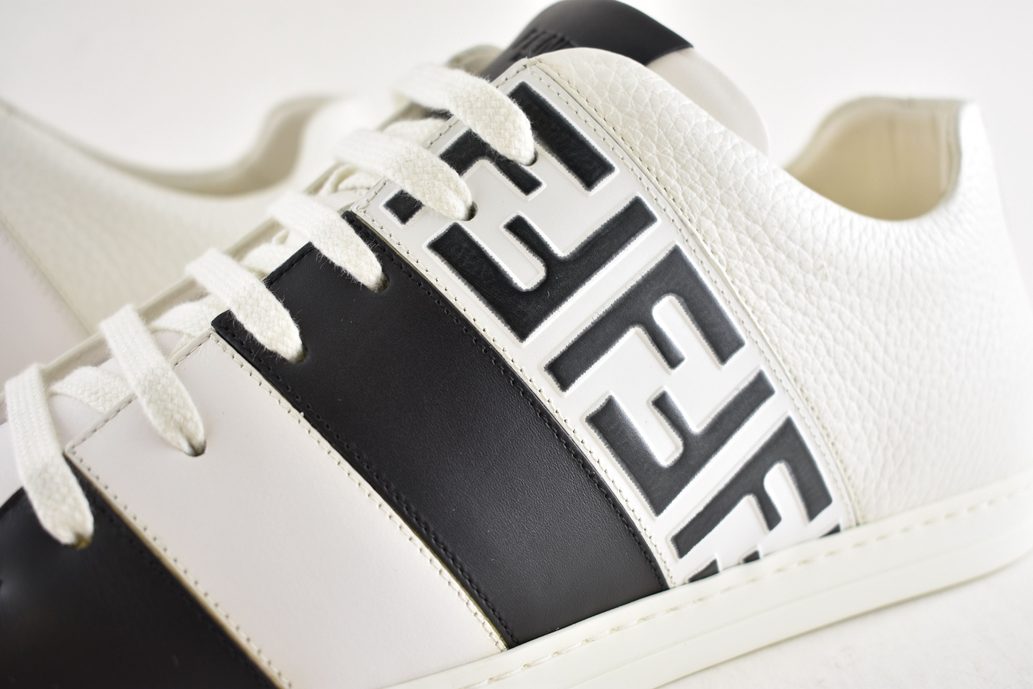 Fendi Fendi Black Leather FF Logo Low Trainer Sneaker UK 9 US 10 Size US 10 / EU 43 - 13 Thumbnail