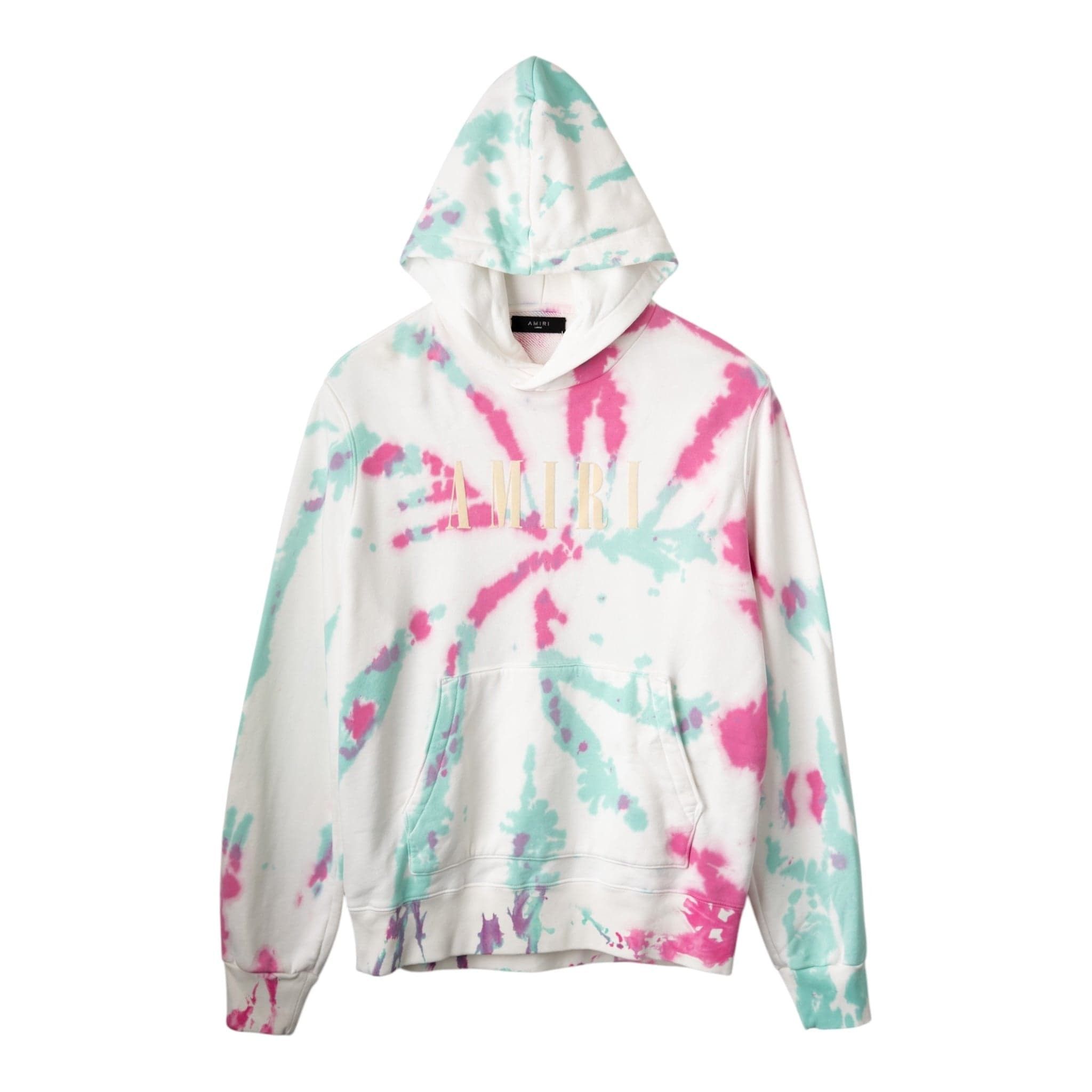Amiri Core Logo Tie Dye Hooded Sweatshirt White