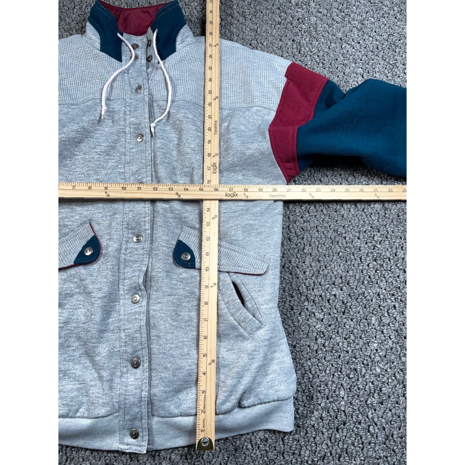 Vintage VTG 90s Reversible Windbreaker Jacket Adult Medium Gray Red Snap Button Mens Size US M / EU 48-50 / 2 - 6 Thumbnail
