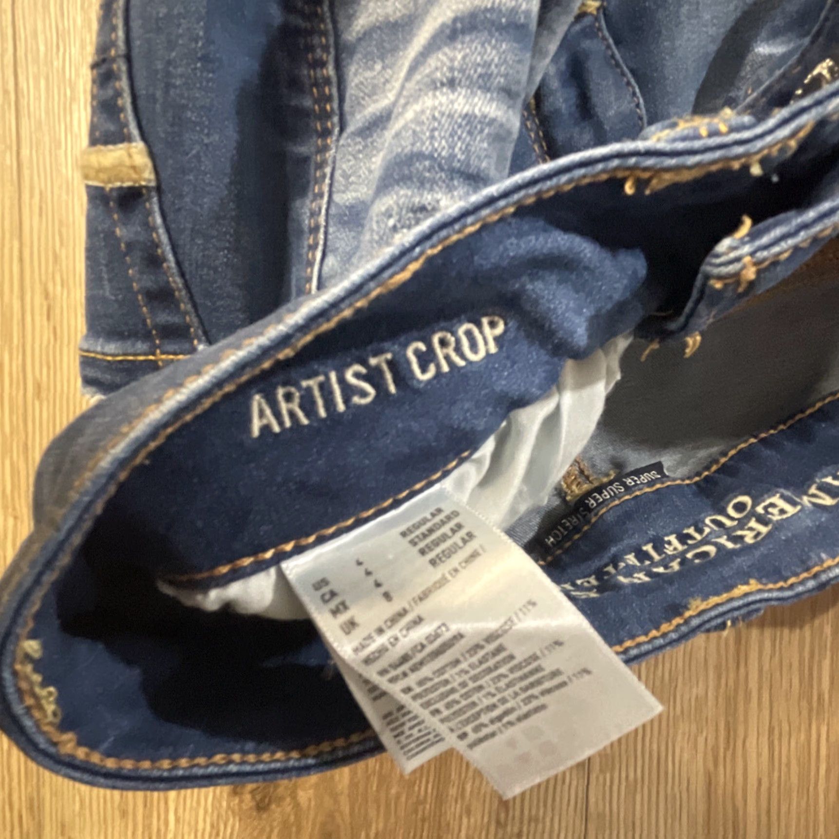 American Eagle Outfitters AMERICAN EAGLE Artist Crop Jeans Size 4 Regular Blue Super Stretch Low Rise Womens Size 27" / US 4 / IT 40 - 5 Thumbnail