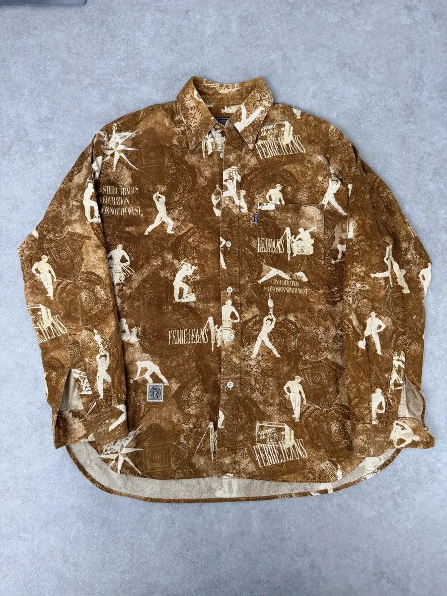Gianfranco Ferre 1990s Gianfranco Ferré Contemporary Brown Humanoid Shirt Size US M / EU 48-50 / 2 - 1 Thumbnail