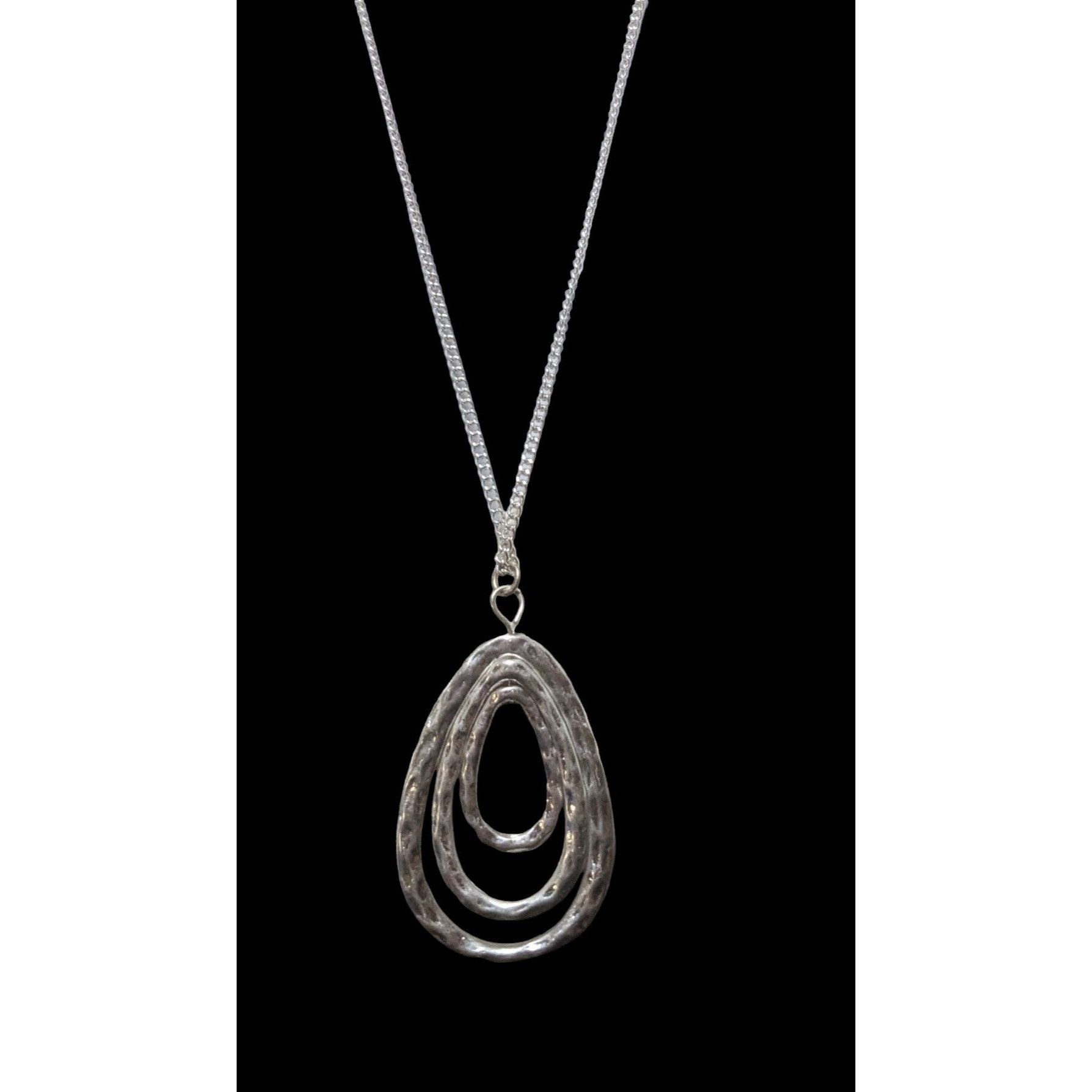 Other Silver Hammered Teardrop Pendant Necklace Size ONE SIZE - 3 Thumbnail