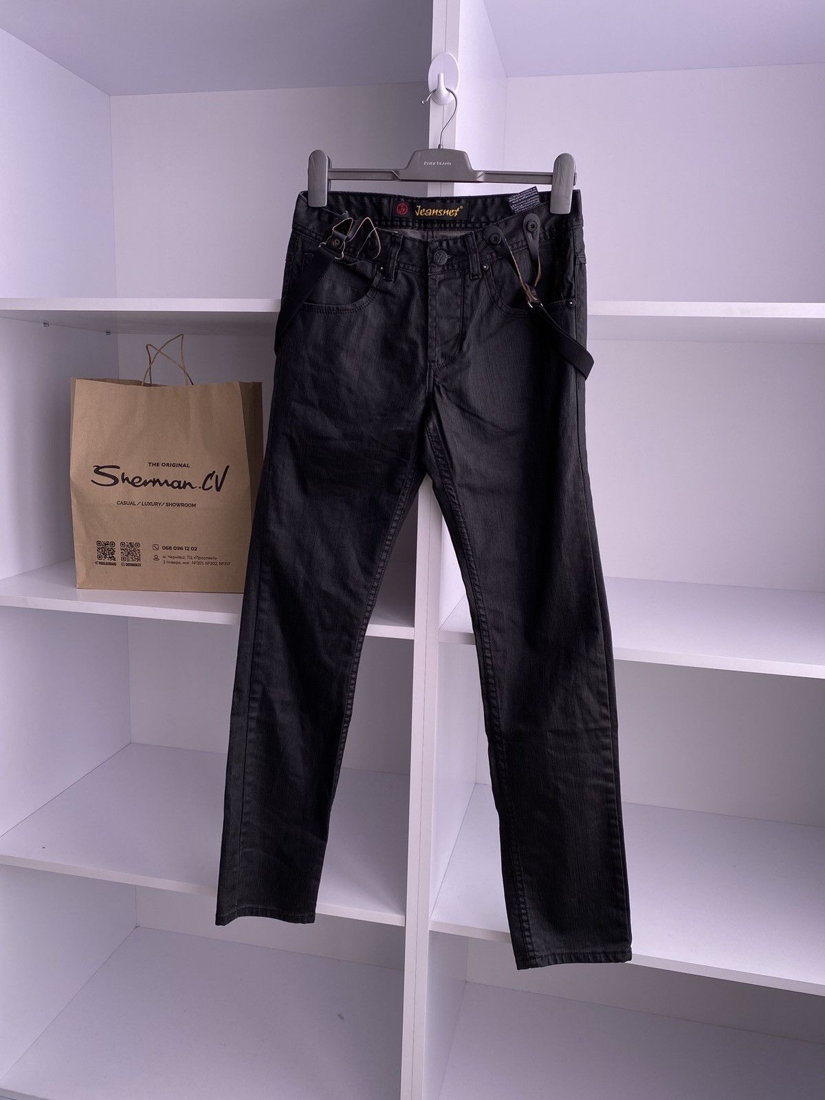 Designer × Vintage Jeansnet pants with suspenders Size US 30 / EU 46 - 2 Thumbnail