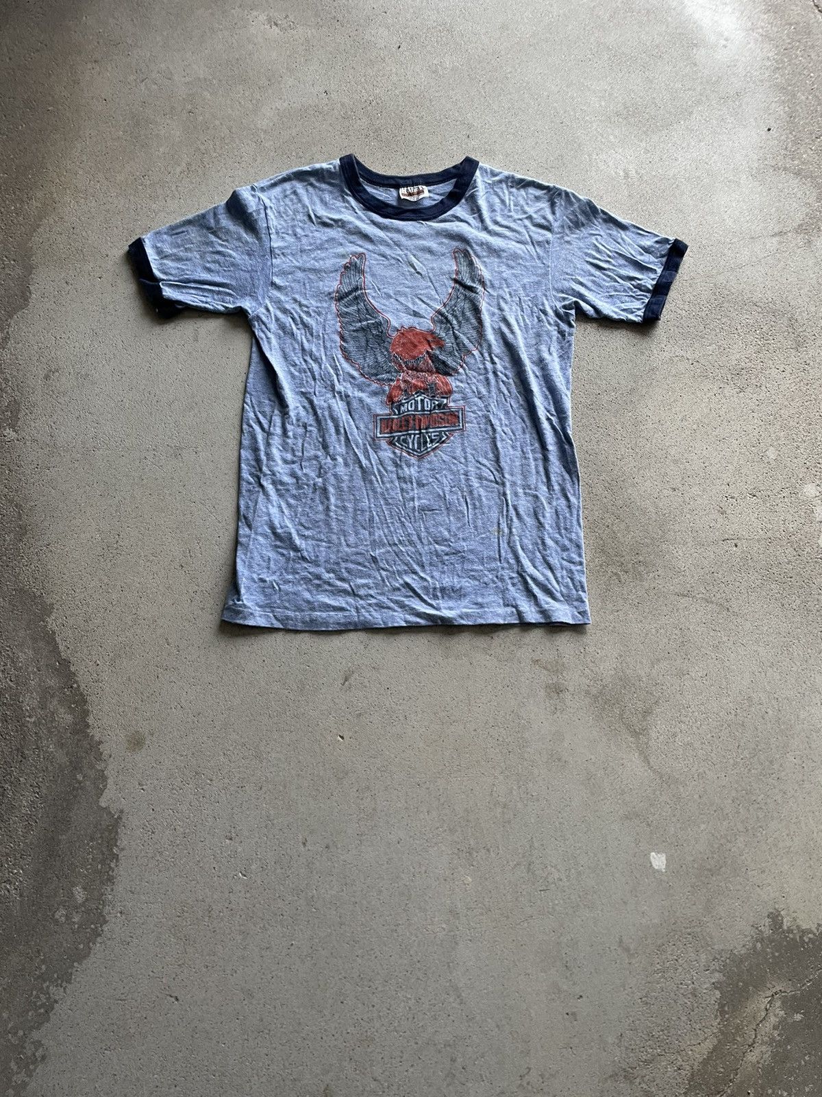 Vintage 70s Harley Davidson Dick Farmers ringer t shirt - Short 