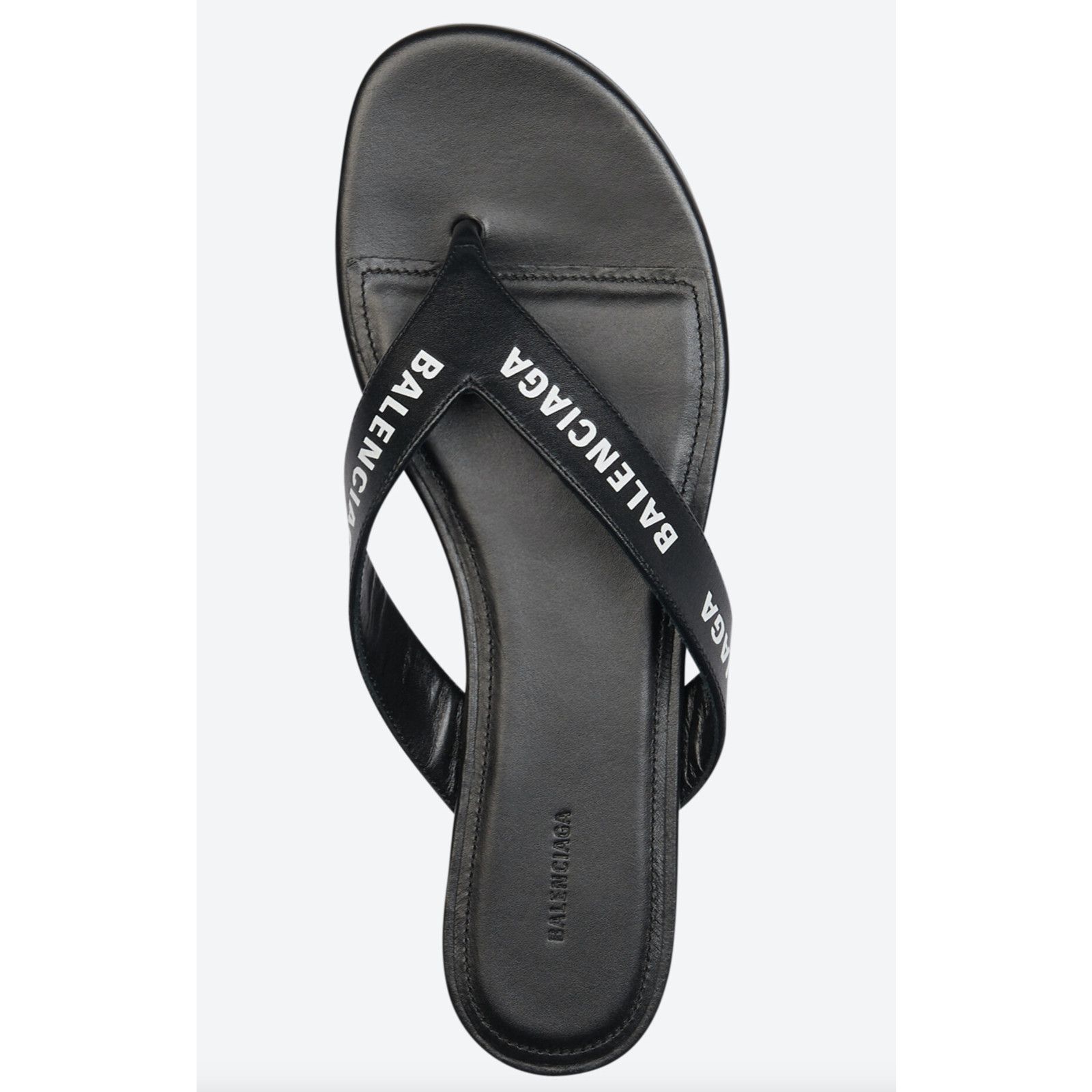 Balenciaga Balenciaga Black White Leather Logo Thong Slide Slip On Size US 6 / IT 36 - 6 Thumbnail