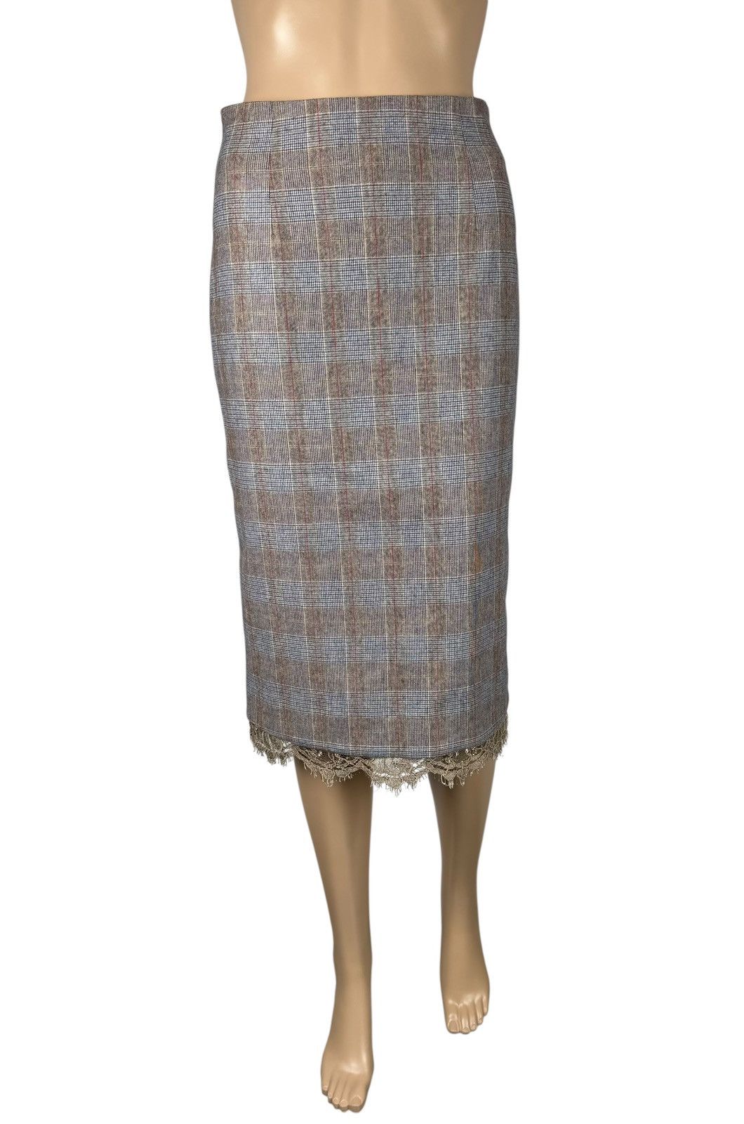 Blumarine Blumarine Plaid Long Skirt Wool with Lace size IT40 Size 27" / US 4 / IT 40 - 1 Thumbnail