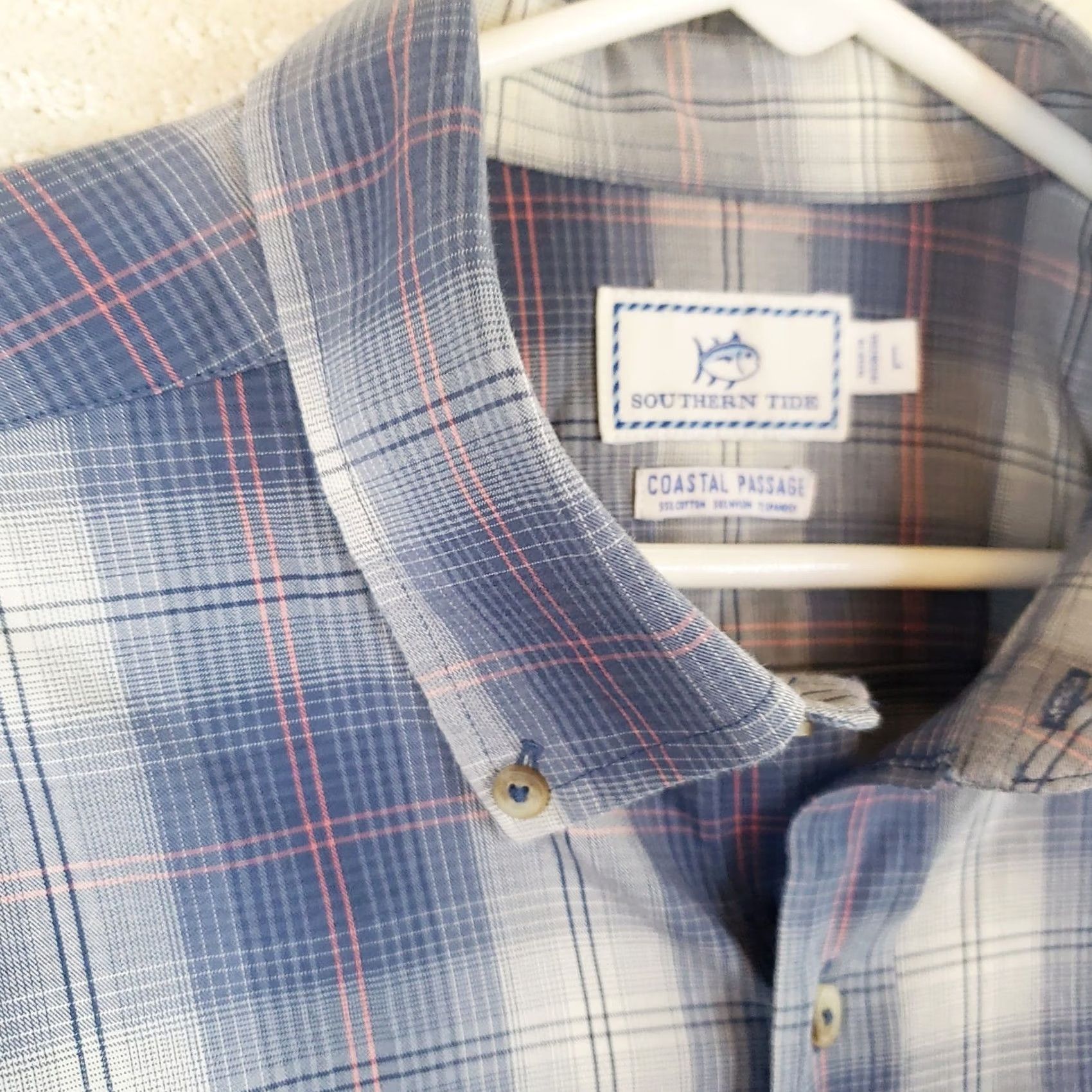 Southern Tide Southern Tide Coastal Passage Button-Down Shirt Men’s Large Plaid Performance Blue Cotton Elastodiene Regular Nautical Preppy Embroidered Pocket Size US L / EU 52-54 / 3 - 6 Thumbnail