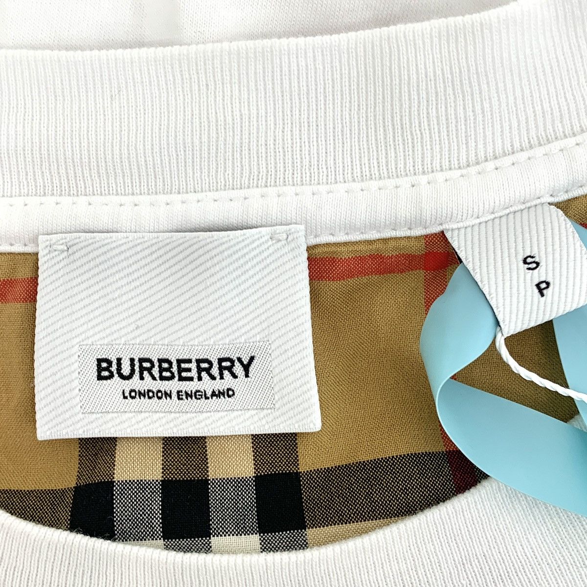 Burberry Burberry White Plaid Spliced Short Sleeve T-Shirt K26WX Size S / US 4 / IT 40 - 5 Thumbnail