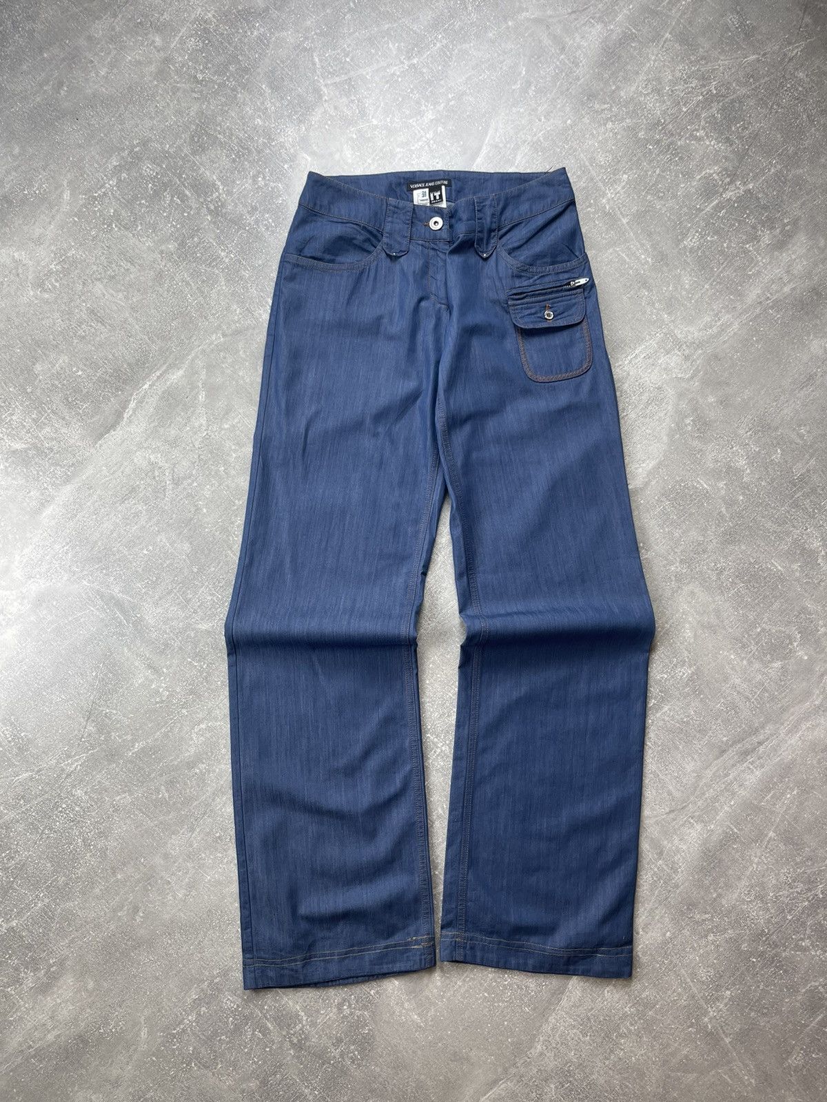 Versace × Vintage Versace Jeans Couture Vintage Flared Y2K 00s Pants Size 27" / US 4 / IT 40 - 2 Thumbnail