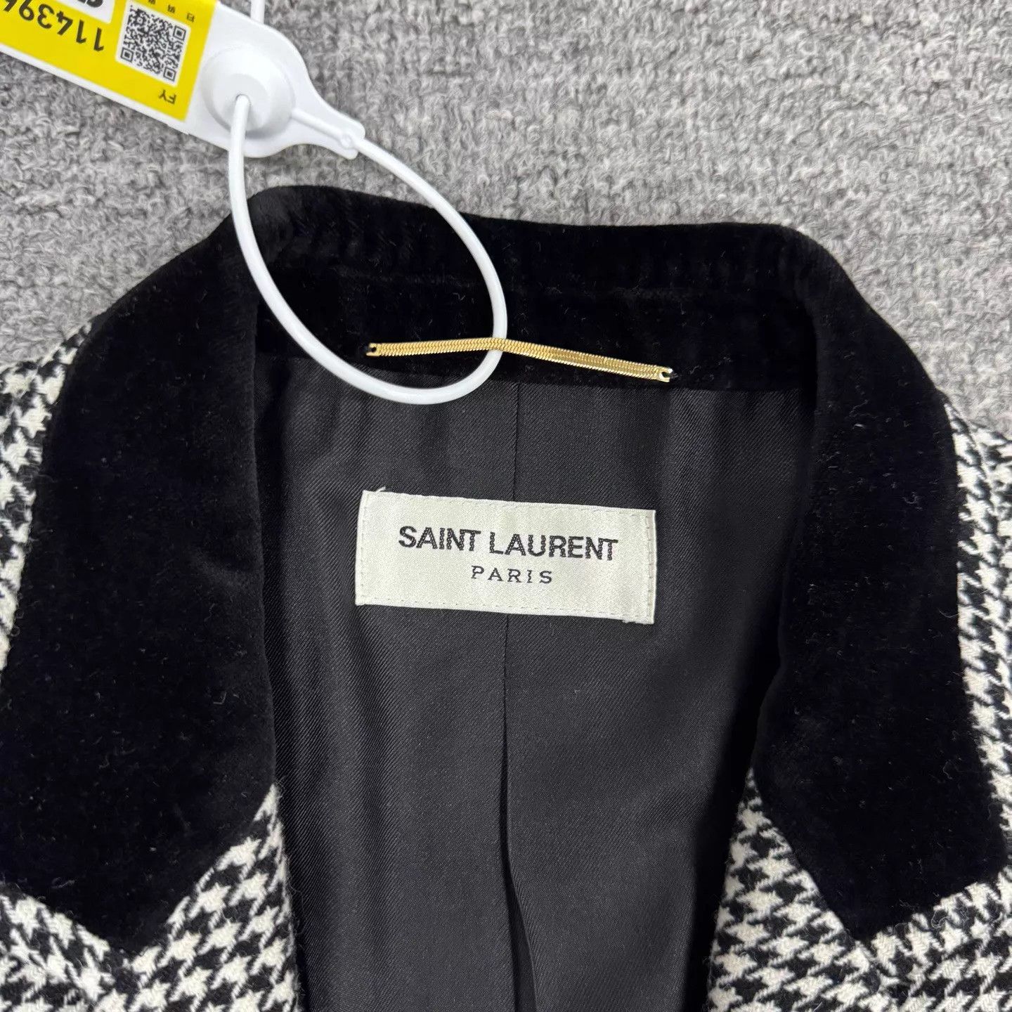 Saint Laurent Paris SLP Houndstooth Velvet-Collar Single-Breasted Blazer 36 Size XS / US 0-2 / IT 36-38 - 5 Thumbnail