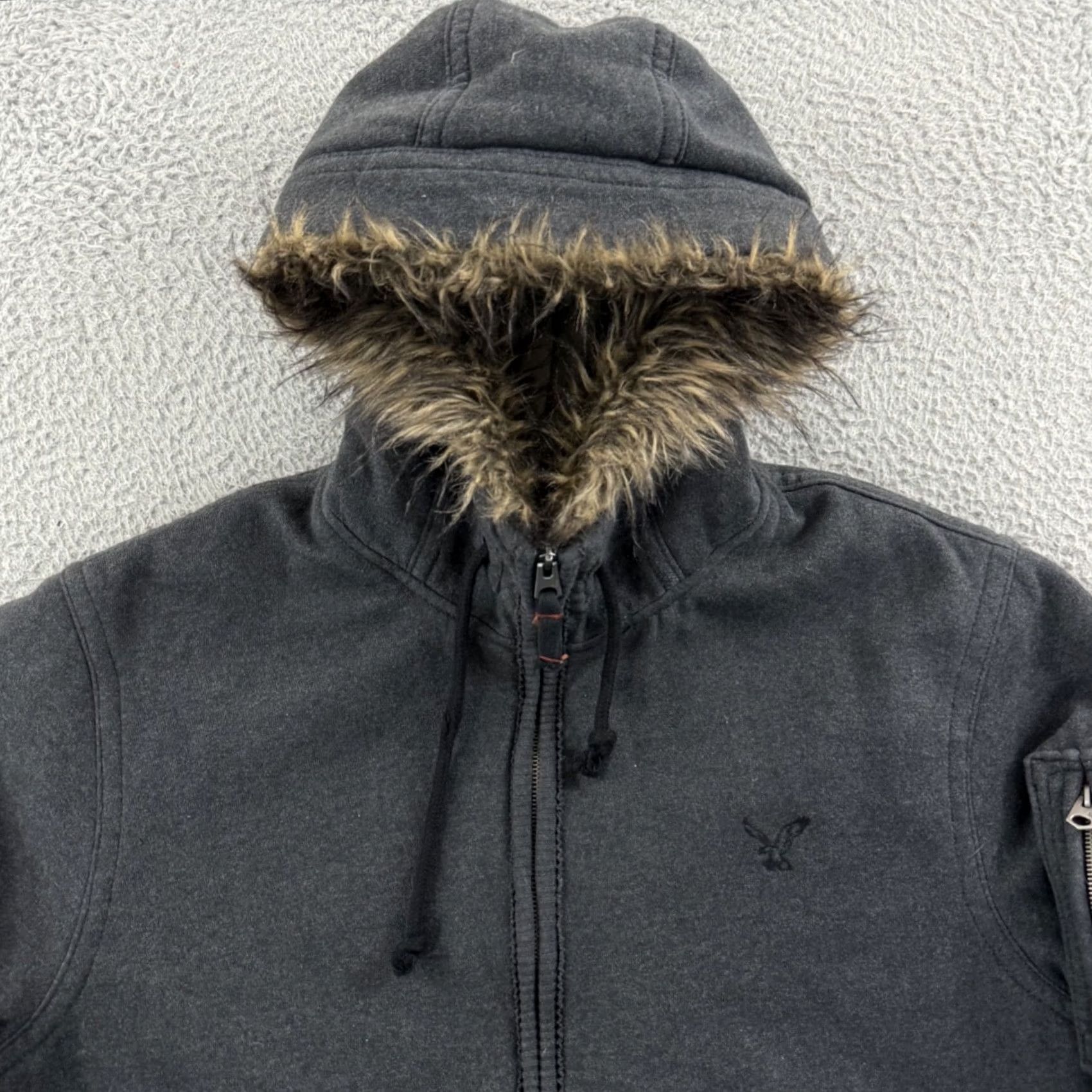 American Eagle Outfitters VINTAGE American Eagle Jacket Mens XL Gray Fur Hoodie Camo Lined Zip Outdoor Y2K Size US XL / EU 56 / 4 - 3 Thumbnail