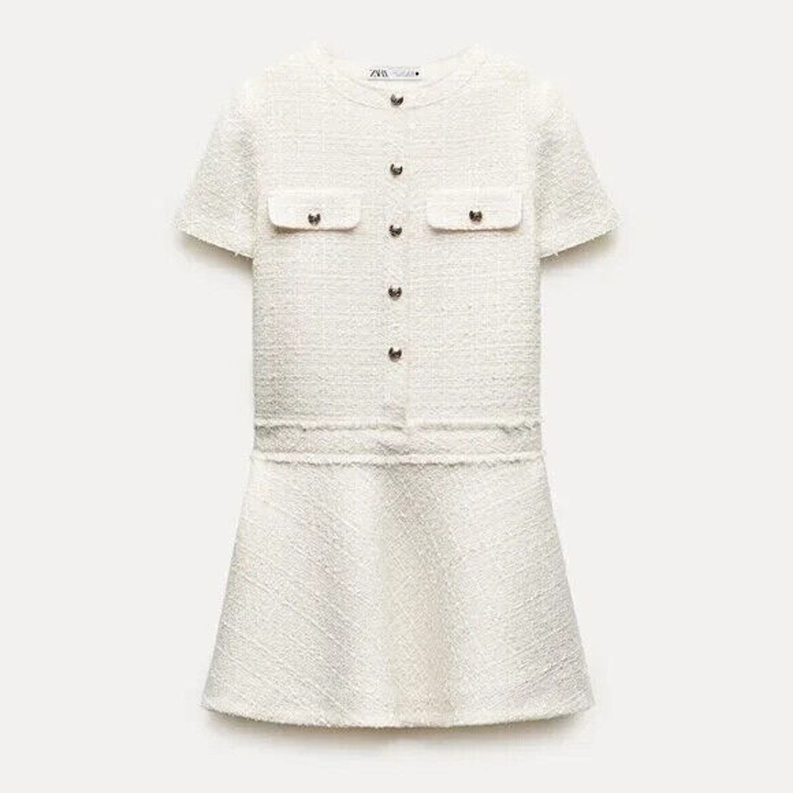 Zara CHANEL VIBES!!! ZARA BLOGGER FAVE!! Textured Short Dress NWT Size L / US 10 / IT 46 - 23 Thumbnail