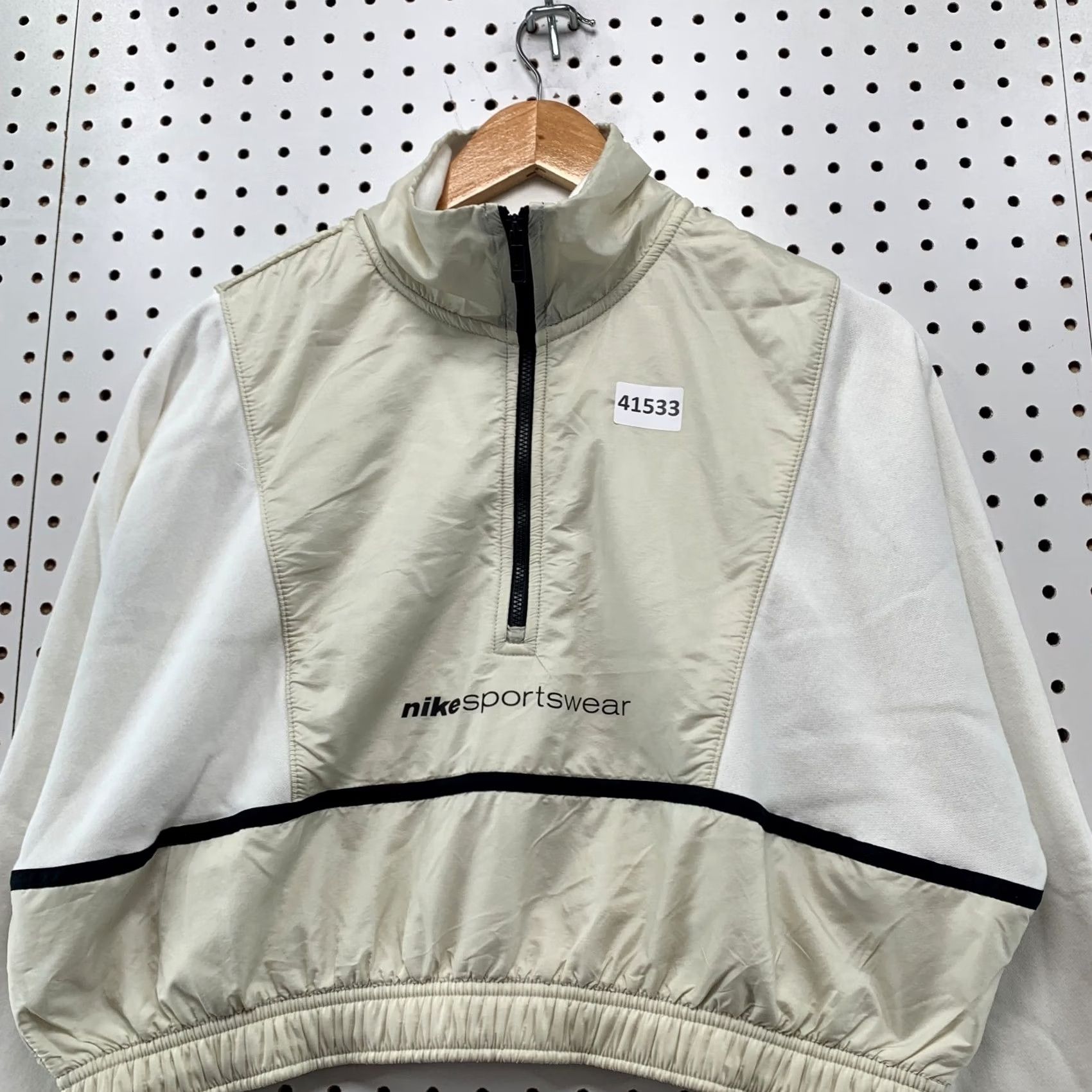Nike Nike Sportswear Cropped 1/2 Zip Sweatshirt Womens M White Beige Sweatshirt Size M / US 6-8 / IT 42-44 - 7 Thumbnail