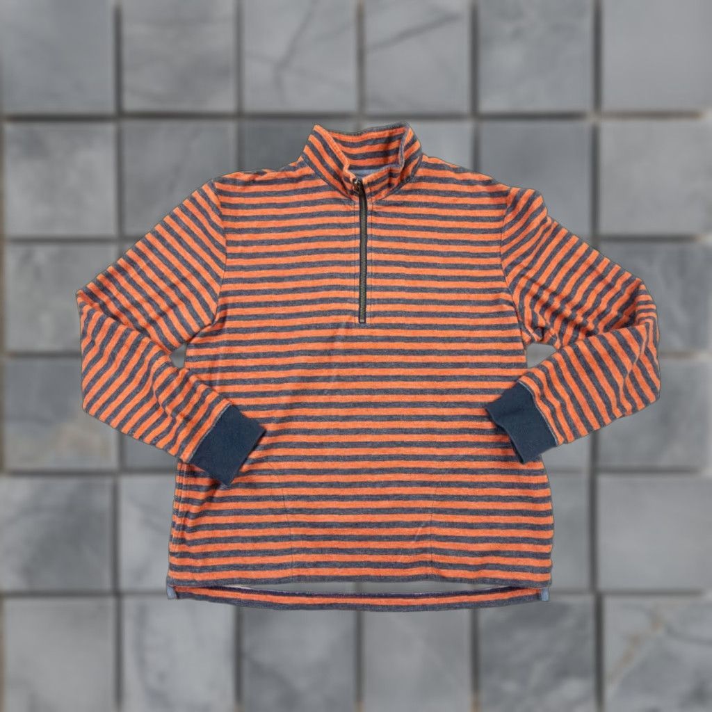 Vintage L.L. Bean Men's Sweater Medium Orange Striped 1/4 Zip Pullover Regular Fit Outdoor Size US M / EU 48-50 / 2 - 1 Thumbnail