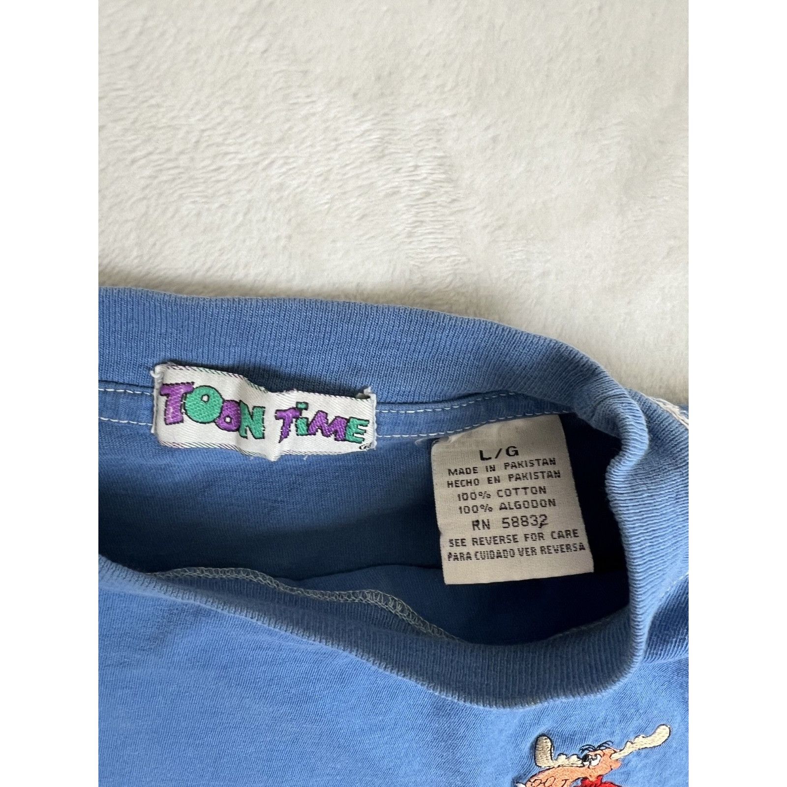 Other Vintage 90s Toon Time T-Shirt Bullwinkle Embroidered Blue Si Size US L / EU 52-54 / 3 - 6 Thumbnail