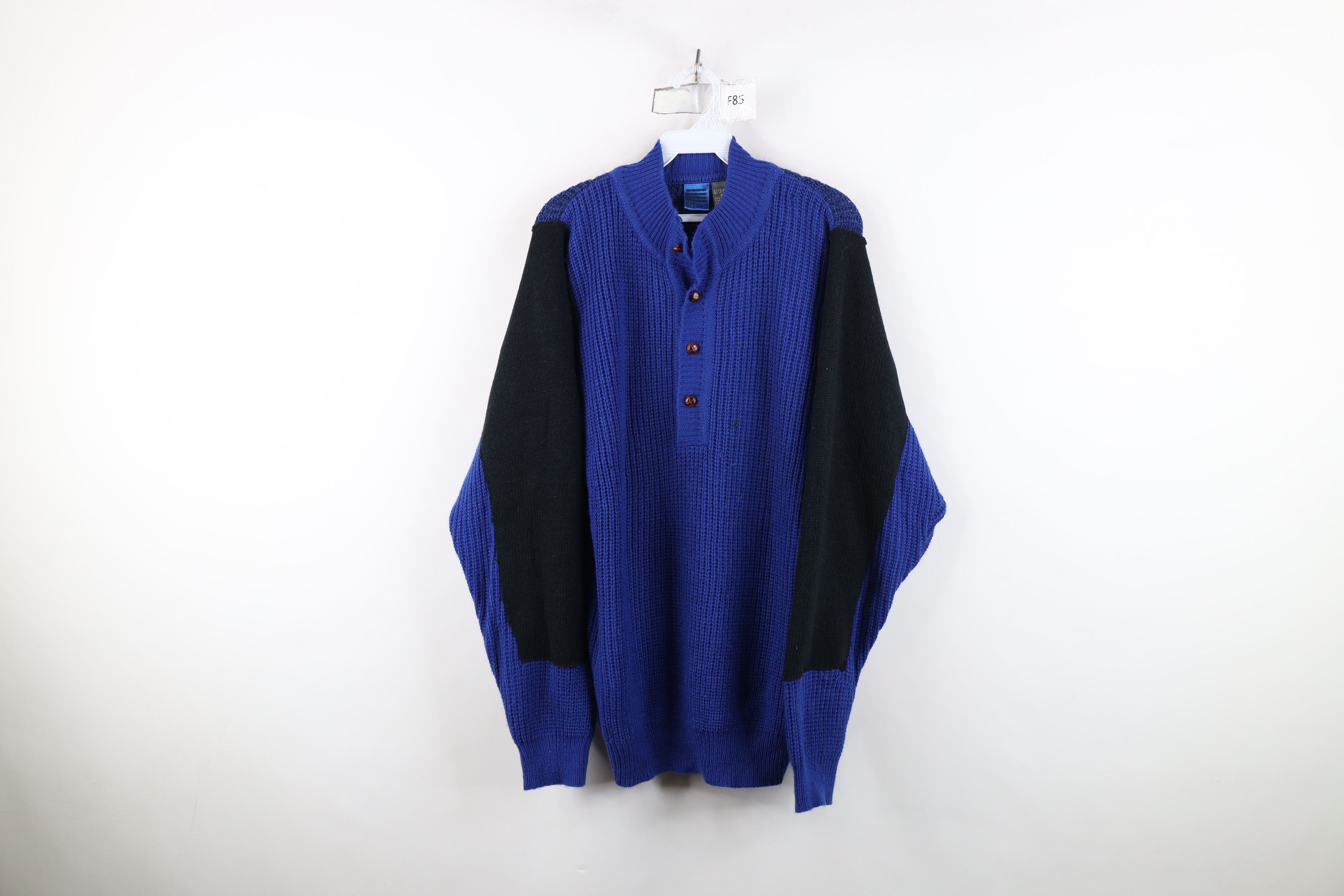 Vintage Vintage 90s Streetwear Chunky Ribbed Knit Henley Sweater Size US XL / EU 56 / 4 - 1 Thumbnail