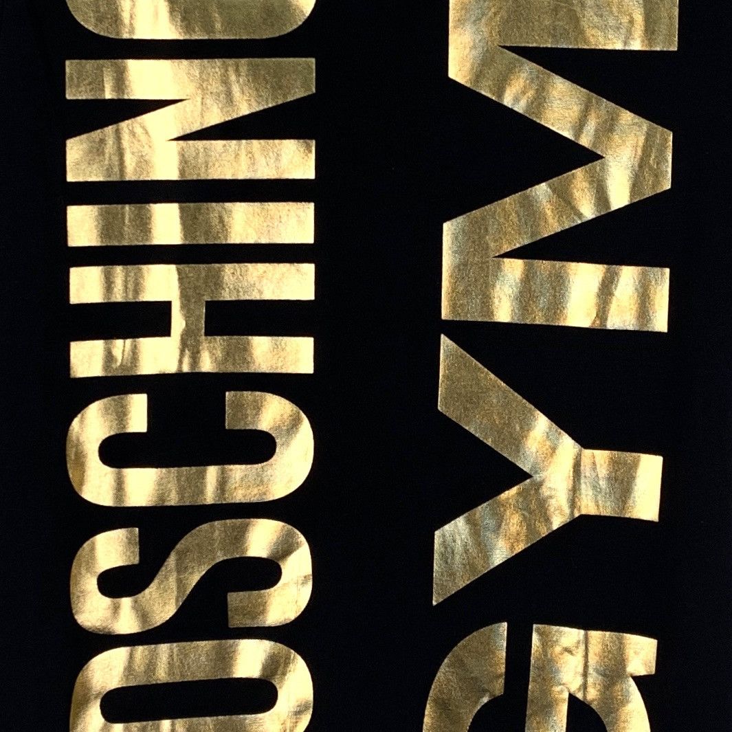 Moschino Moschino Gold Foil Print Cotton Short Sleeve T-Shirt K26WX Size L / US 10 / IT 46 - 4 Thumbnail
