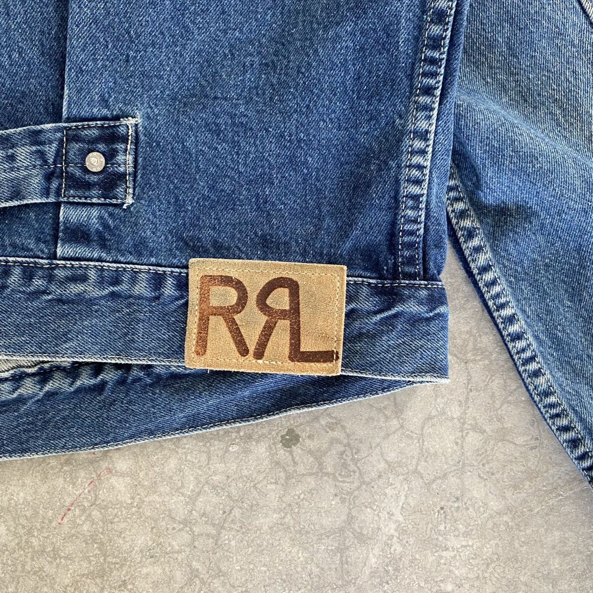 RRL Ralph Lauren VTG 90’s RRL Ralph Lauren Buckle Back Pleated Denim Jacket Size US XL / EU 56 / 4 - 14 Thumbnail