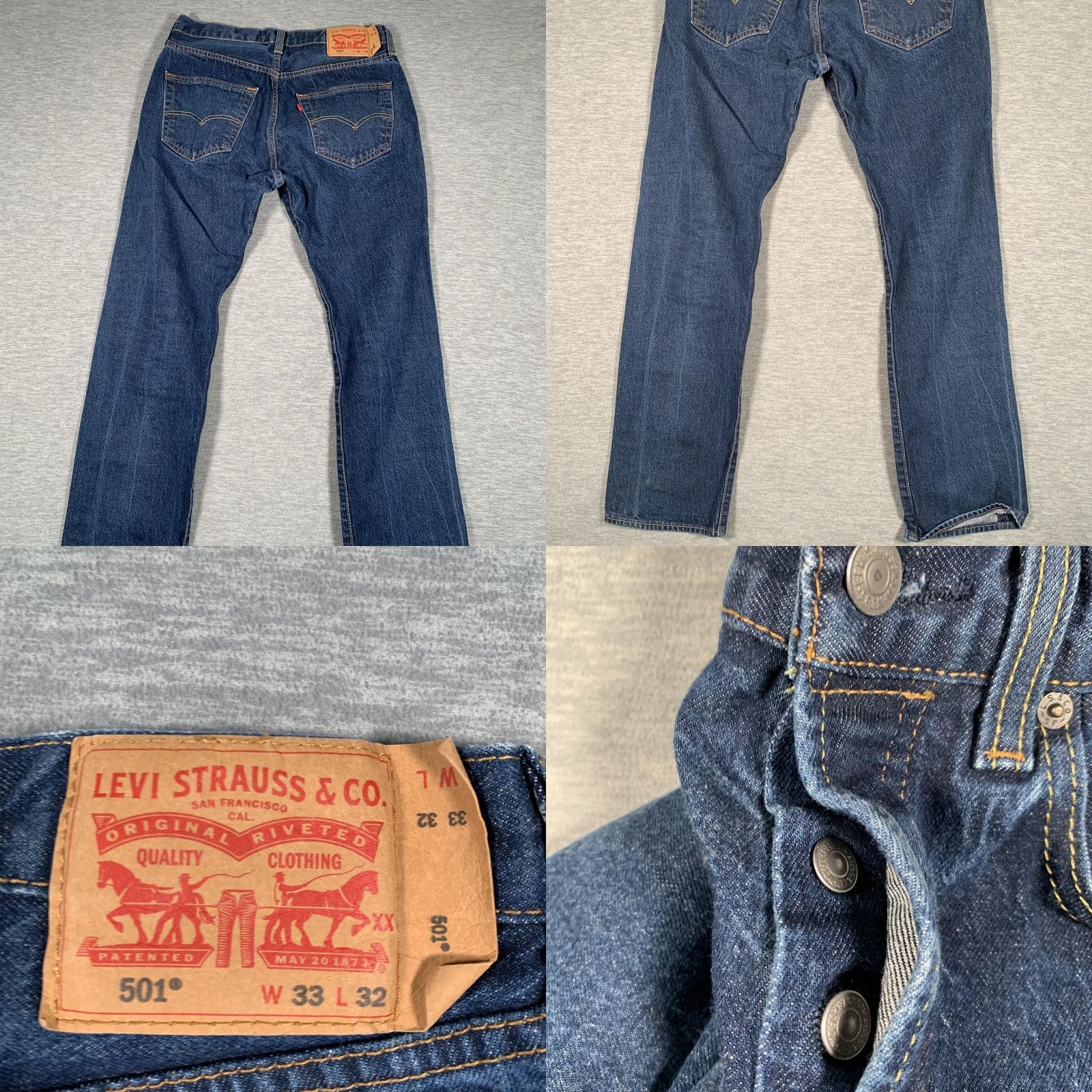 Levi's Levi's 501 Jeans Mens 33x30 Blue Button Fly Straight Leg Original Fit Jeans Mens 33 Blue 501 Original Fit Size US 33 - 9 Thumbnail